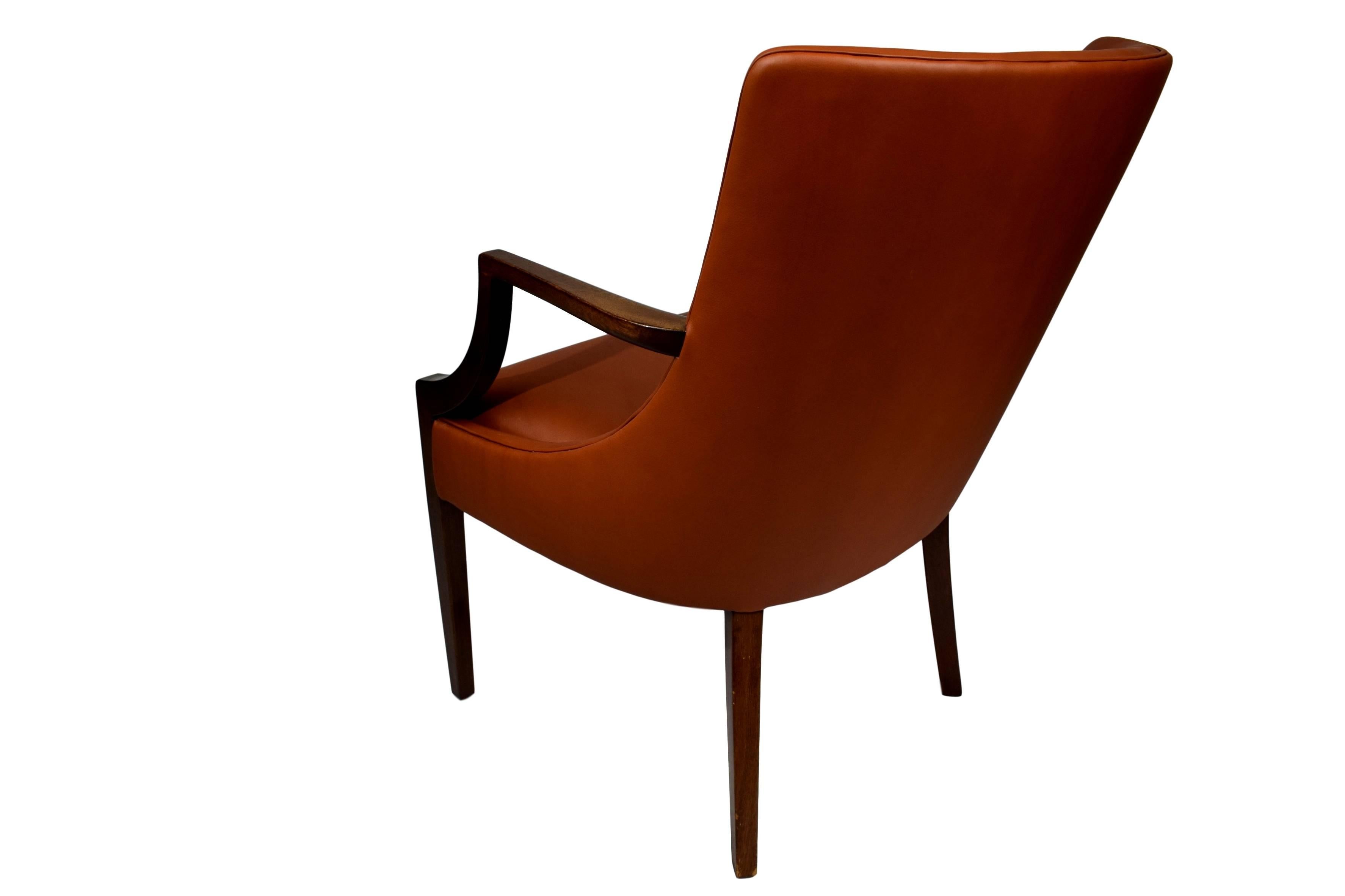 Early Danish Midcentury Aniline Leather Armchair Ole Wanscher, A.J. Iversen In Good Condition For Sale In Denmark, DK