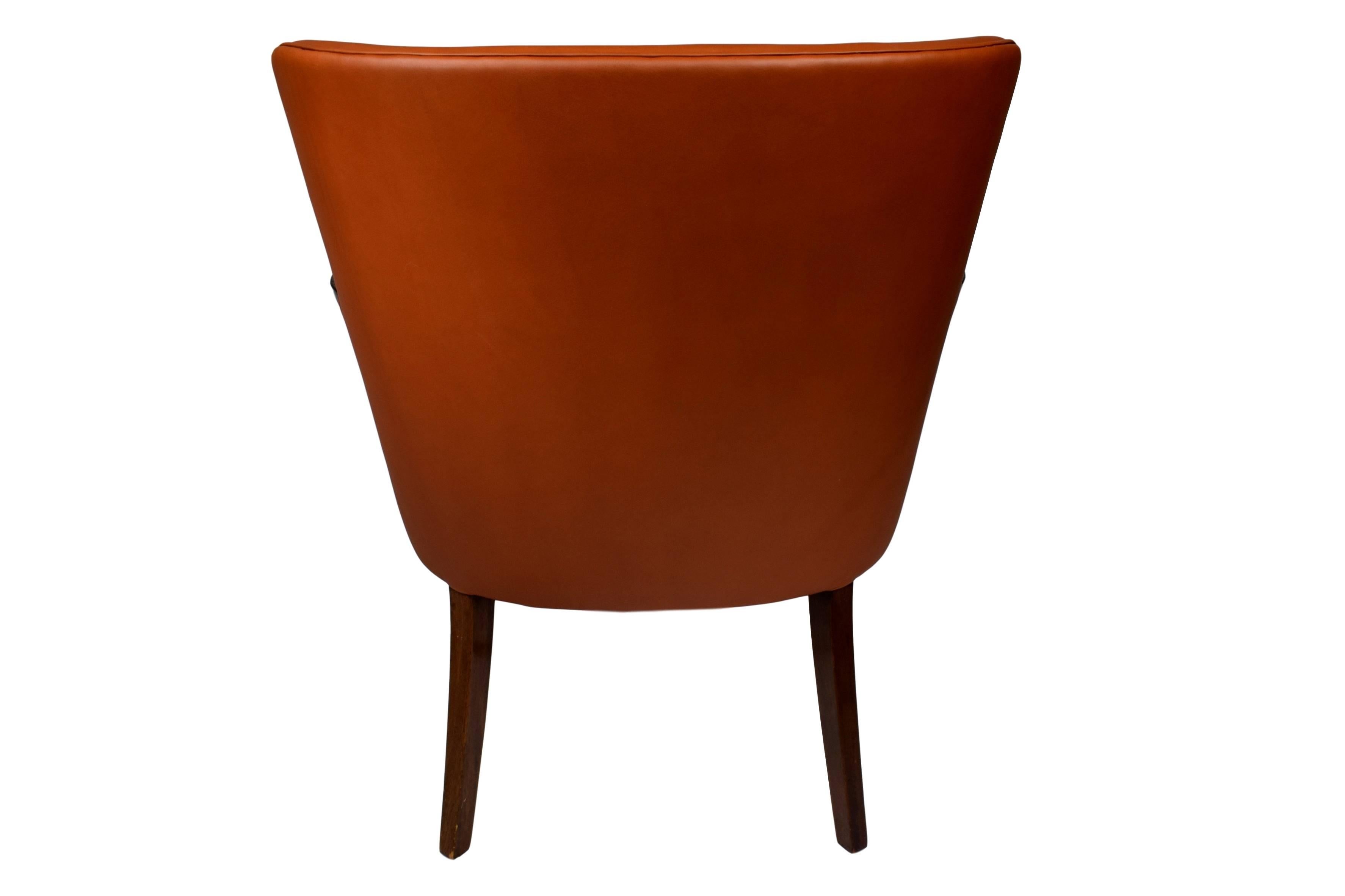 Mid-Century Modern Early Danish Midcentury Aniline Leather Armchair Ole Wanscher, A.J. Iversen For Sale