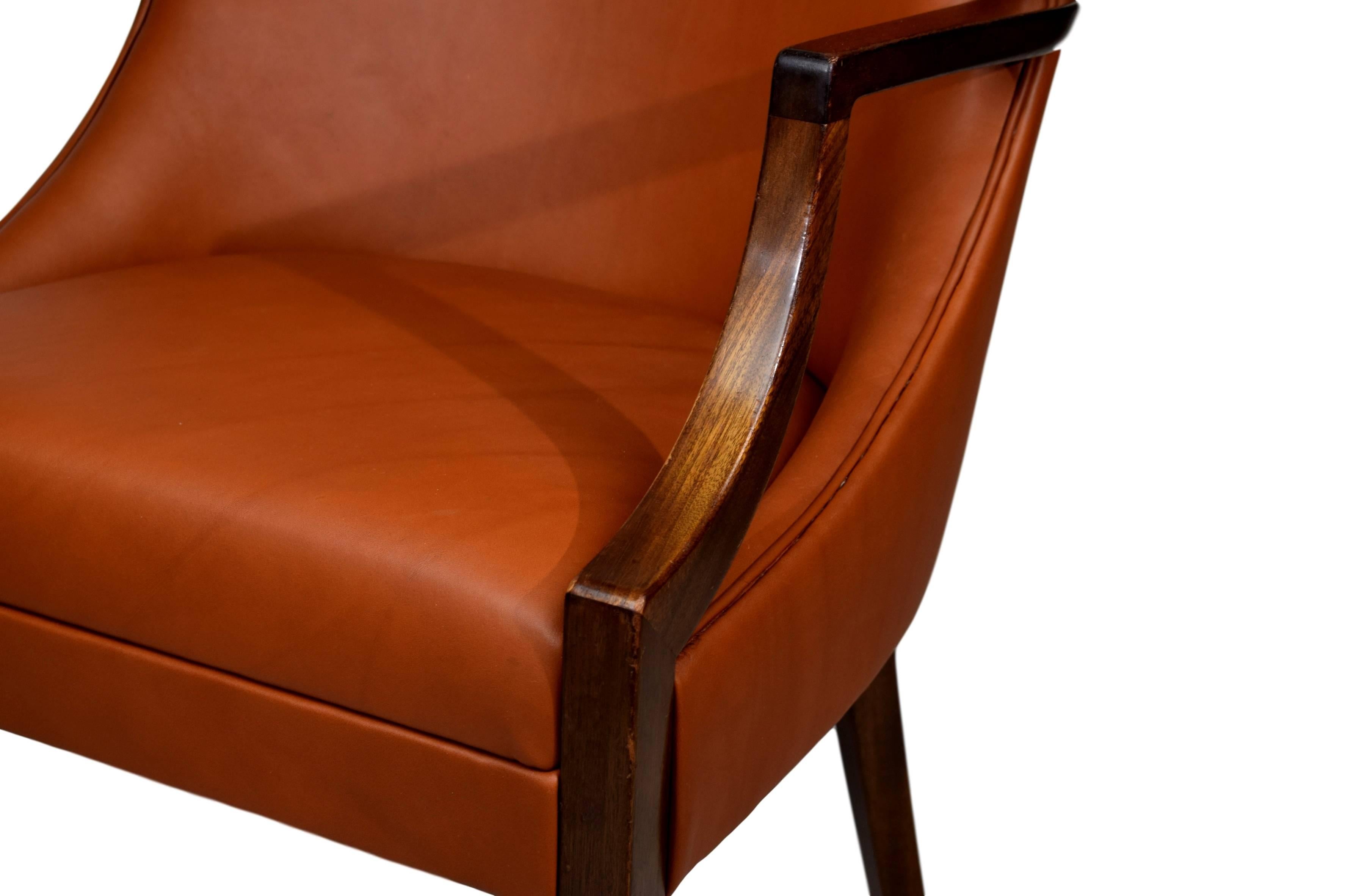 Early Danish Midcentury Aniline Leather Armchair Ole Wanscher, A.J. Iversen For Sale 1