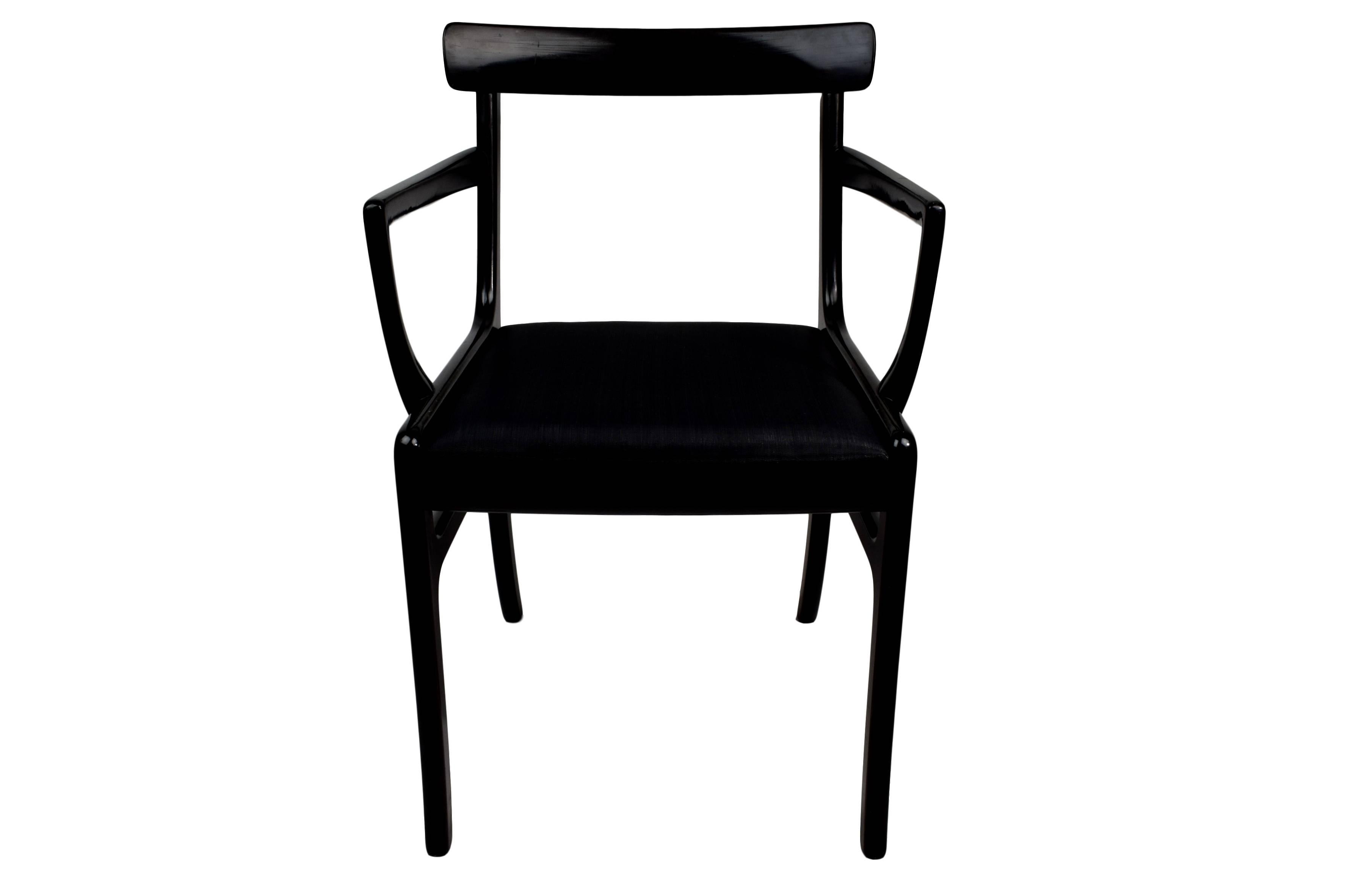 A Danish midcentury armchair by Ole Wanscher. Model Rungstedlund. Design from 1967. 

The chair is made from dark-stained mahogany and the seat is newly upholstered with horse hair fabric including new seat foam.

The chair was produced by