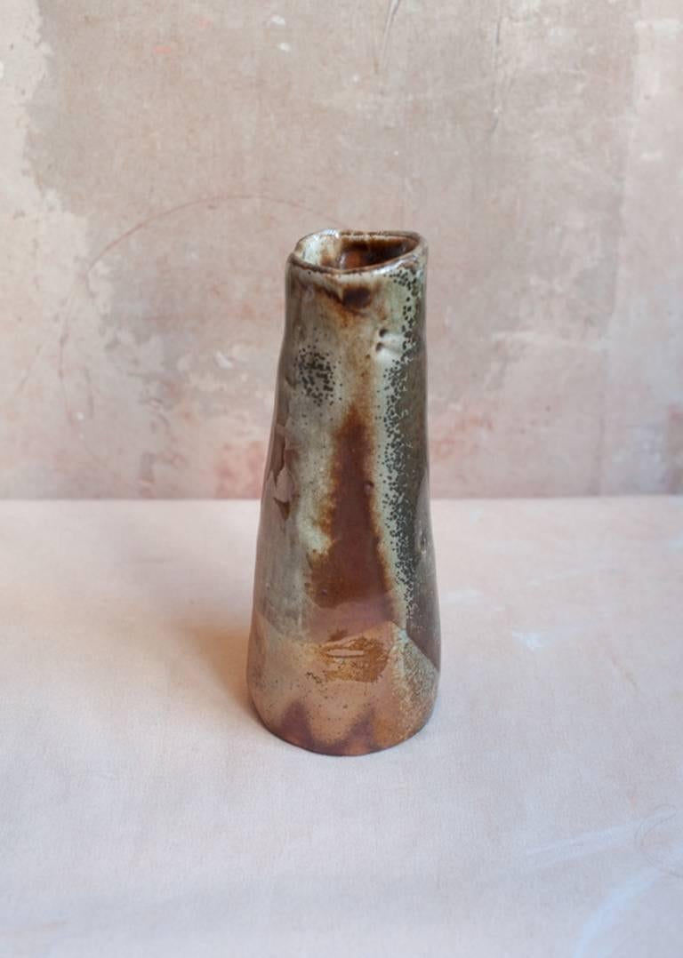 Handmade Wood-Fired Stoneware Organic Tapered Conical Sculptural Vase Vessel In New Condition In Brooklyn, NY