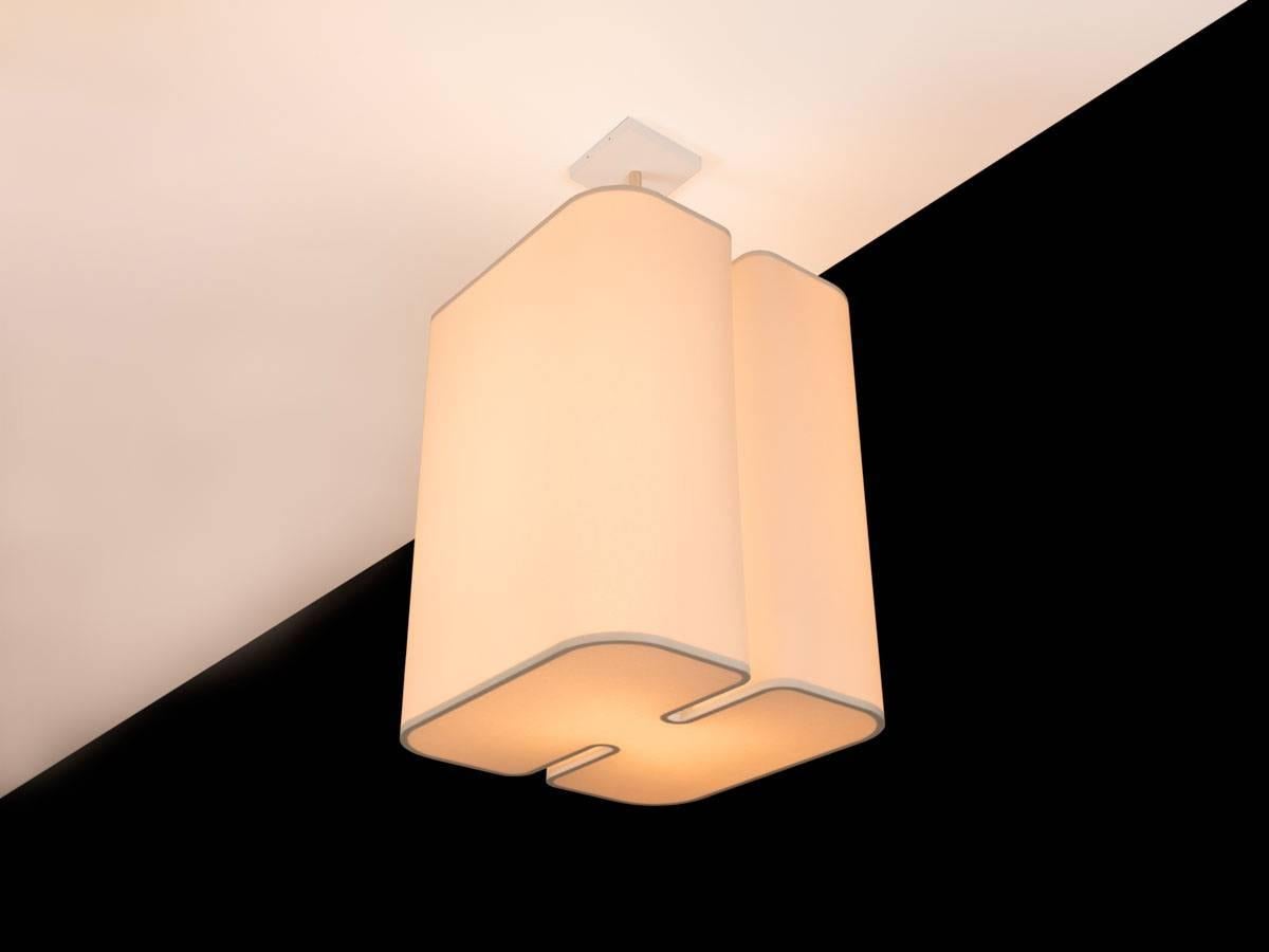 French Contemporary Ozone Brasilia S Ceiling Light with White Shade  For Sale