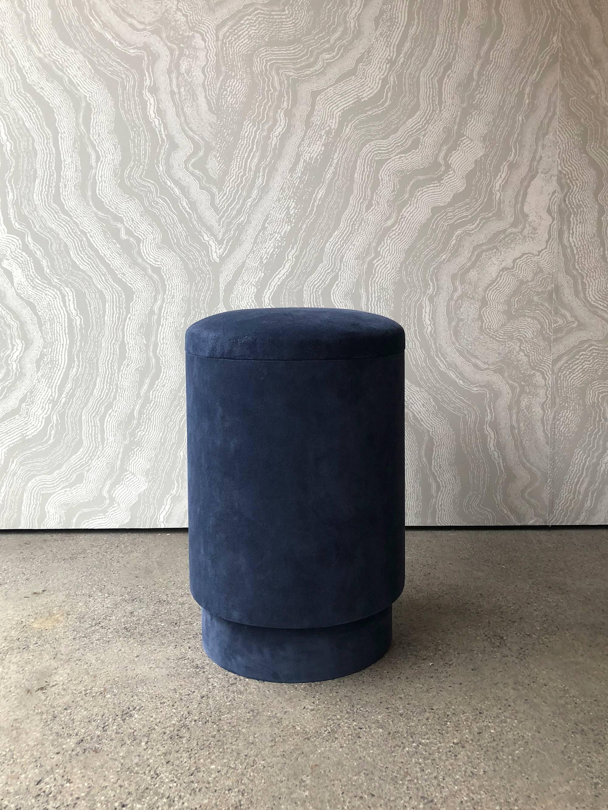 Belgian Stool with Storage in Suede designed by Michaël Verheyden  For Sale