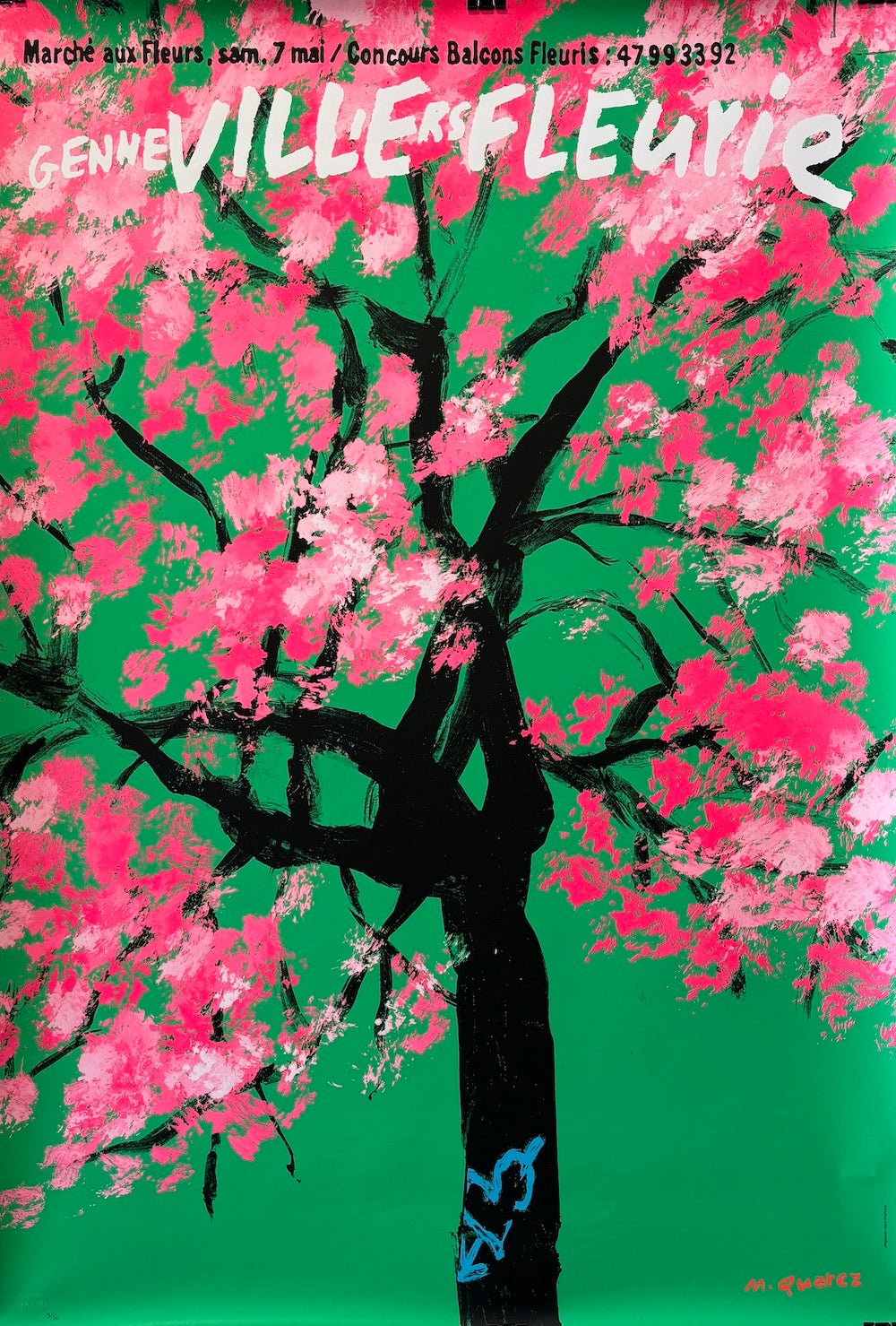 QUAREZ  - Marche Aux Fleurs'  Limited Edition Contemporary Poster Numbered For Sale