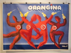 Original Vintage Poster Orangina Dance Bernard Villemot 1983 Oversize