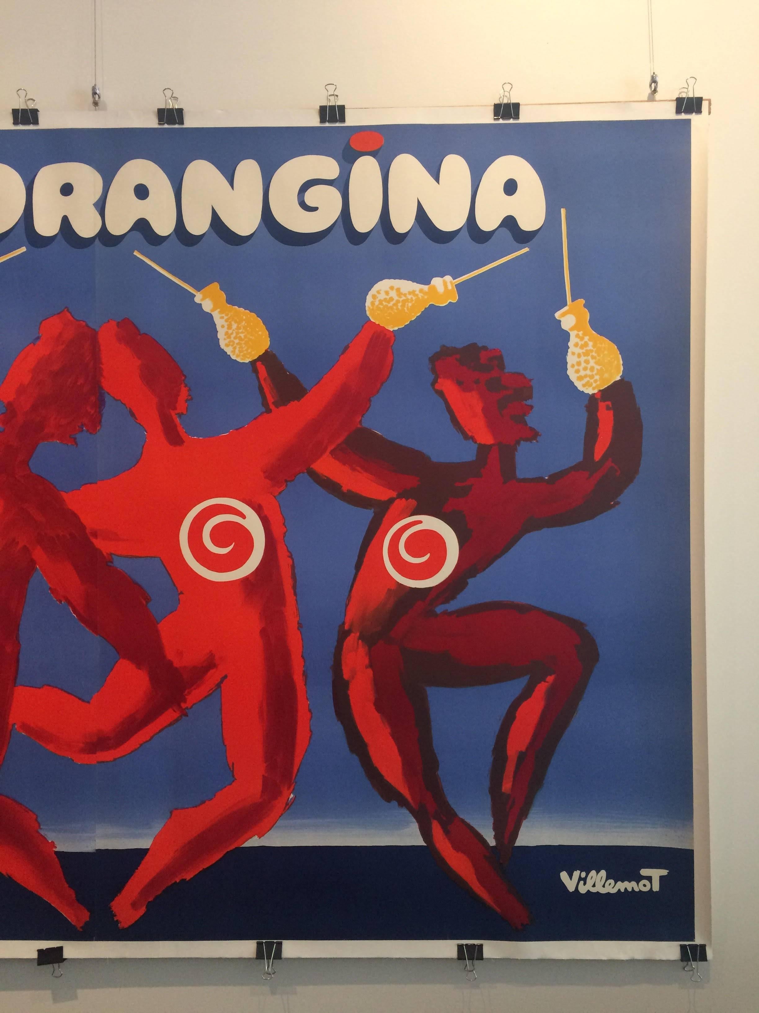 Francese Poster originale d'epoca Orangina Dance Bernard Villemot 1983 Oversize in vendita