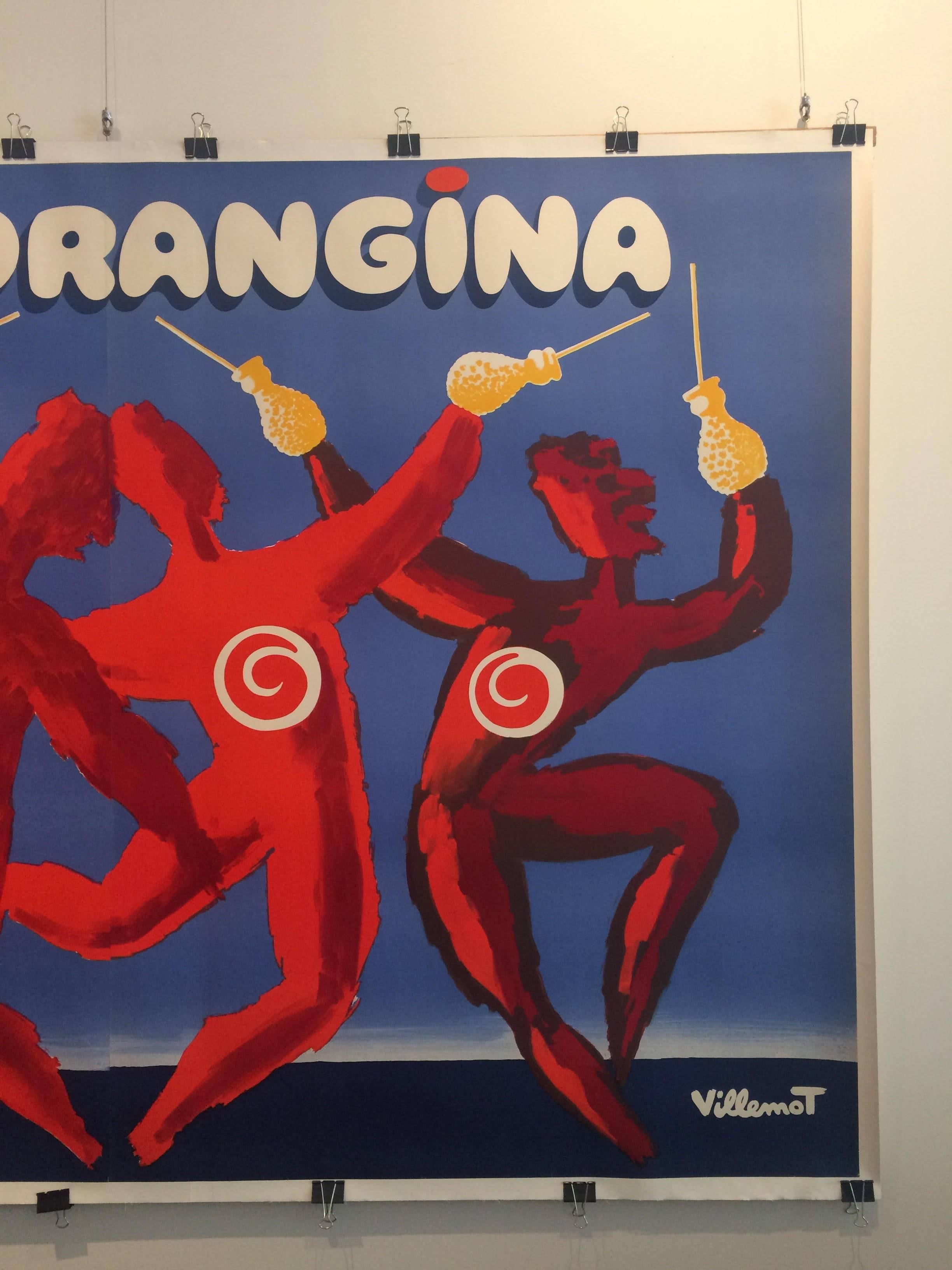 Poster originale d'epoca Orangina Dance Bernard Villemot 1983 Oversize in vendita 1
