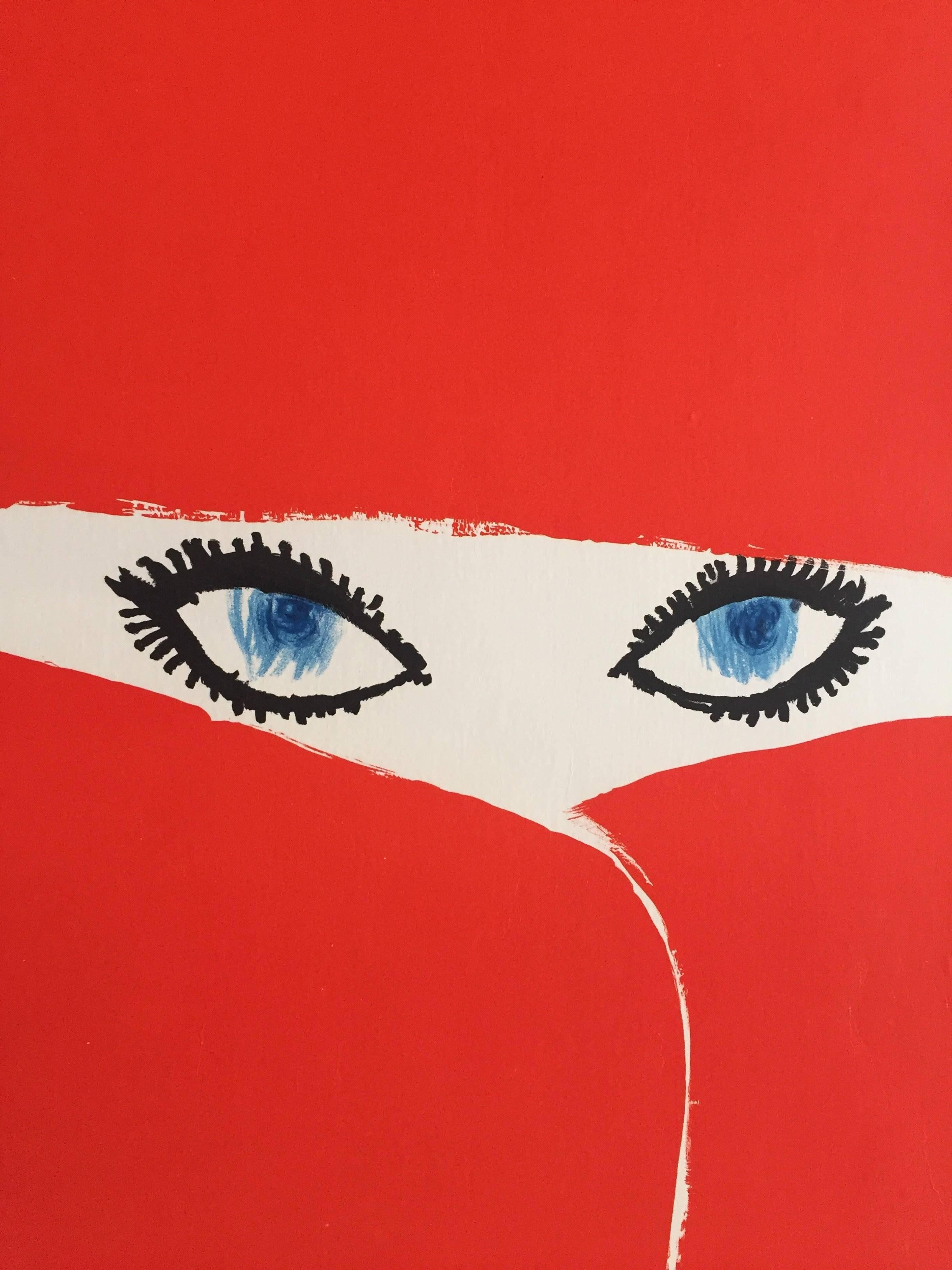French Original Vintage Poster Gruau Impermeable Moderne Blizzand Eyes Rene Gruau, 1964
