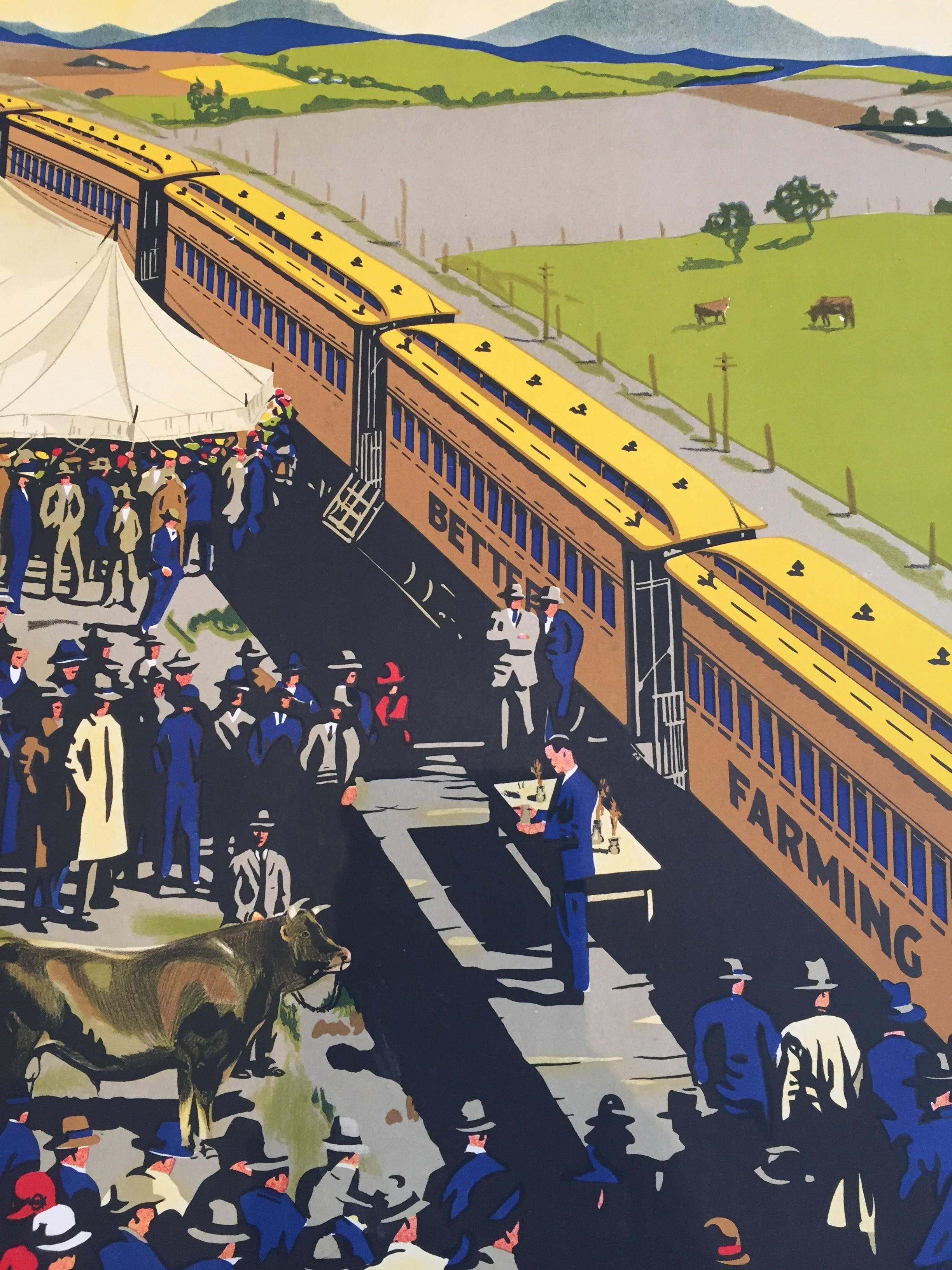 Original-Vintage-Poster, Australia Trompf 1924, „See The Better Farming Train“, Australien im Zustand „Hervorragend“ im Angebot in Melbourne, Victoria