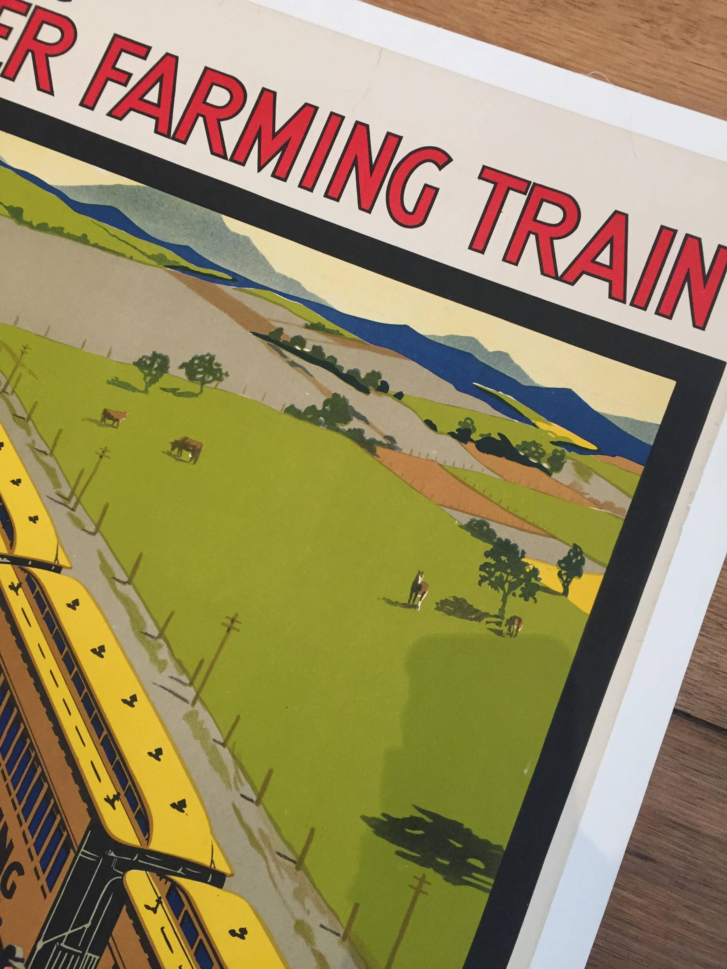 Original-Vintage-Poster, Australia Trompf 1924, „See The Better Farming Train“, Australien (19. Jahrhundert) im Angebot