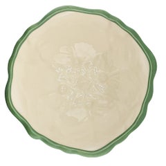Vintage 1980s Green Ceramic Cabbage Lettuceware Footed Serving Bowl
