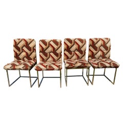 1970s Cal-Style Thin Line Metal Dining Chairs, Set of Four after Milo Baughman