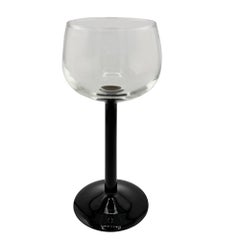 Set of 5 French Luminarc Onyx Black Stem Cordial Glasses, circa 1970s