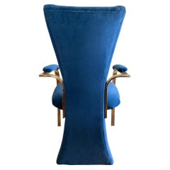 Chaises de salle à manger « Blue Velvet & Brass » de Carson’s of High Point, des années 1980, lot de quatre