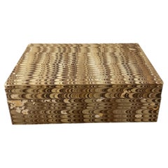 Vintage Brown Hand-Marbled Florentine Peacock Paper Wood Desk Box, circa 1970