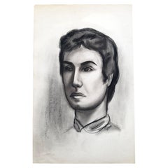 Donna Foreman Hopper Original Charcoal Portrait Illustration of a Woman With Sho