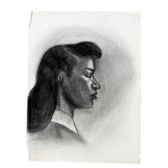 Donna Foreman Hopper Double-Sided Charcoal Portrait of a Woman in Profile