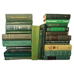 Curated Collection of 24 Antique and Vintage Green Hardcover Books, 1887–2000