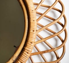 Mid-Century Modern Rosenthal Netter Rattan Flower Burst Mirror Made in Italy