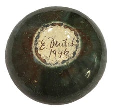 1946 Vintage Mid Century  Signed Pottery Eugene Deutch Green Brown Yin Yang Bowl