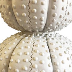 White Ceramic Stacked Faux Sea Urchin Table Lamp Base Seaside Style