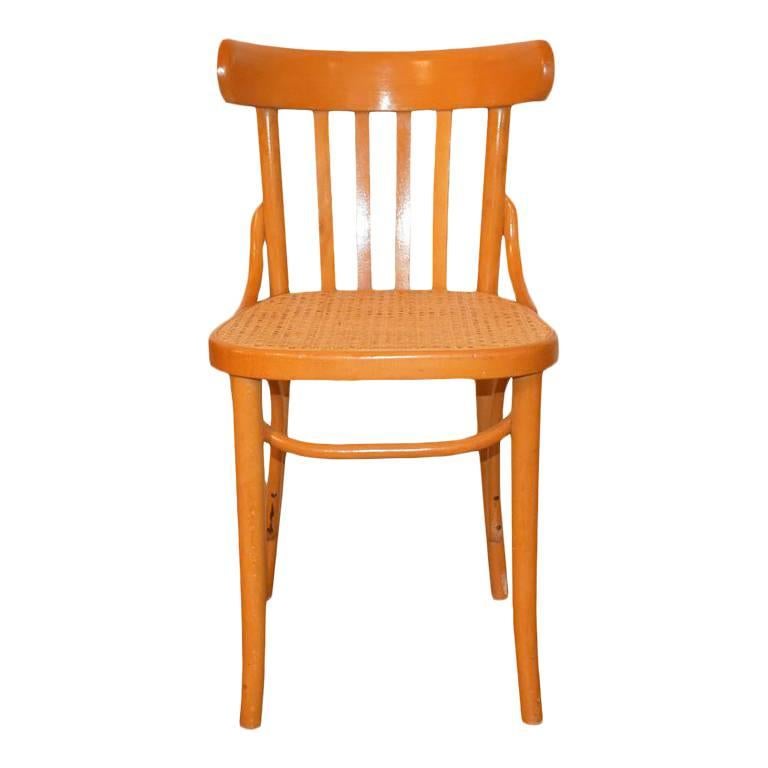 Vintage Viennese Bentwood and Cane Wood Side Chair in the style of Thonet For Sale