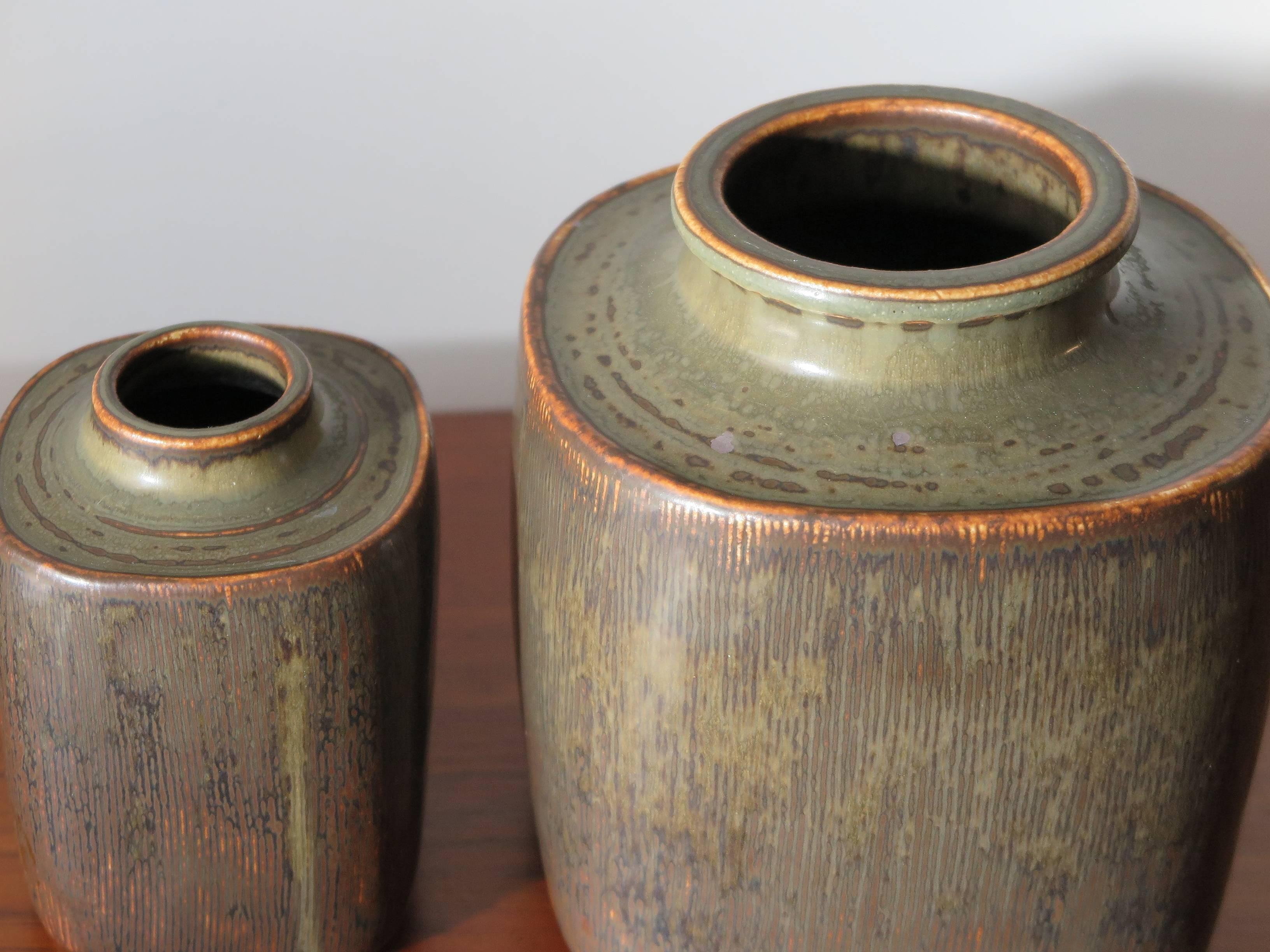 Mid-Century Modern 1960s Valdemar Petersen Scandinavian Stoneware Vases for Bing & Grondahl