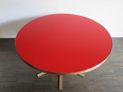 2000s Dimore Studio Italian Glass and Brass Circle Dining Table Model "055"