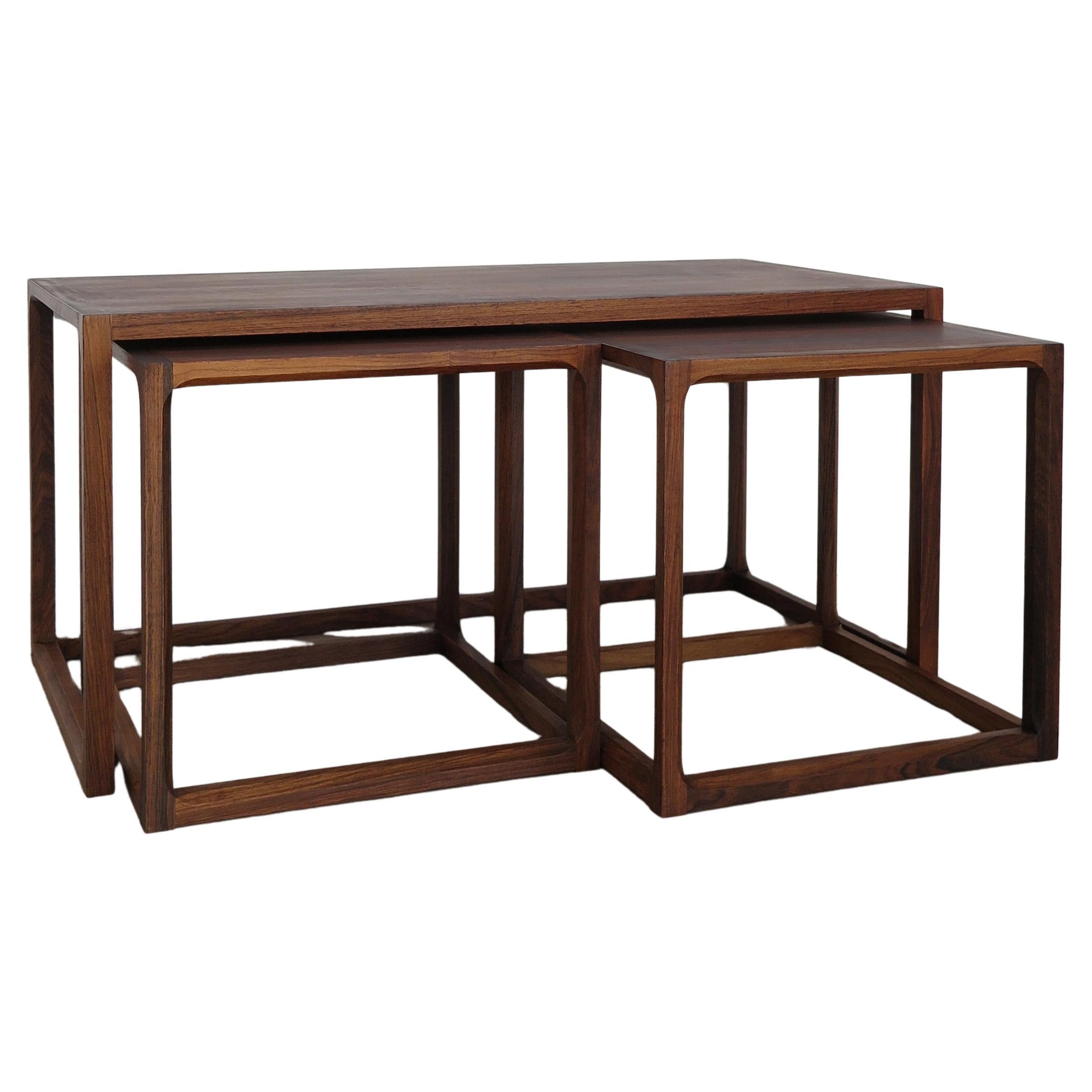 Kai Kristiansen for Aksel Kiersgaard Scandinavian Dark Wood Nesting Tables 1960s For Sale