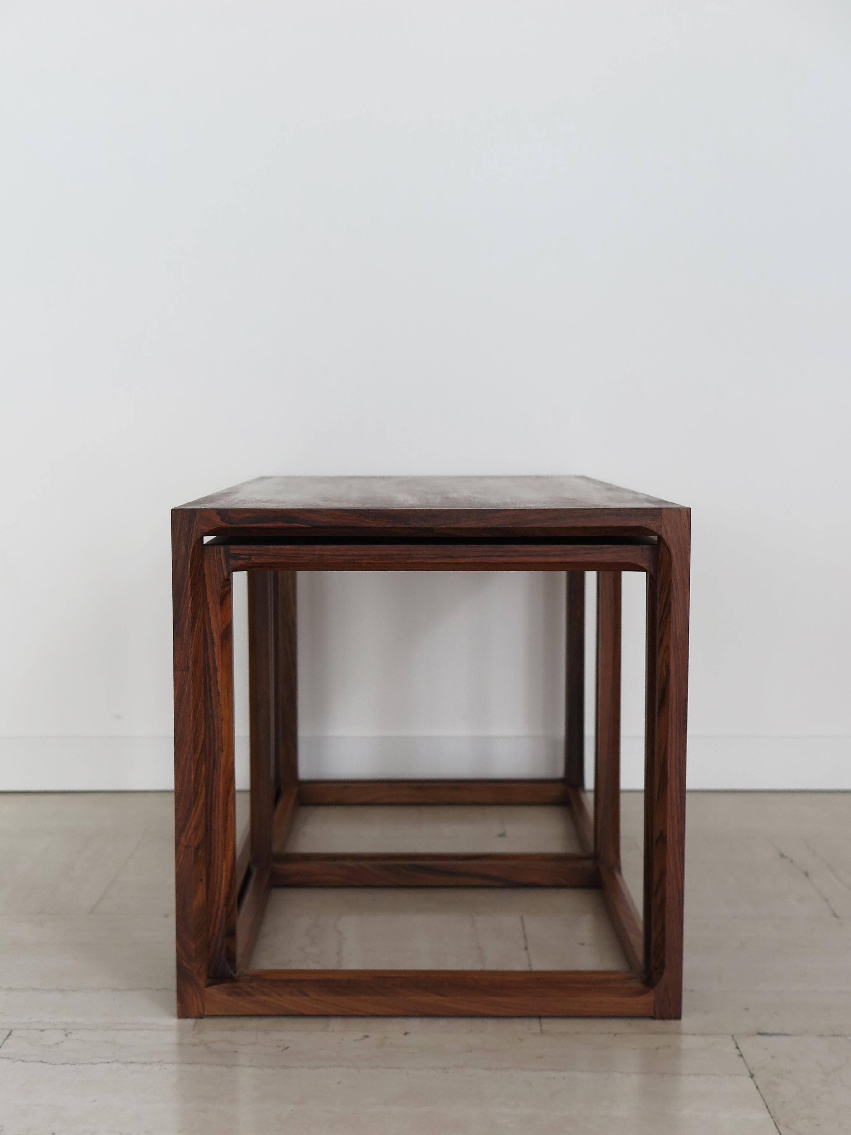 Kai Kristiansen for Aksel Kiersgaard Scandinavian Dark Wood Nesting Tables 1960s For Sale 3