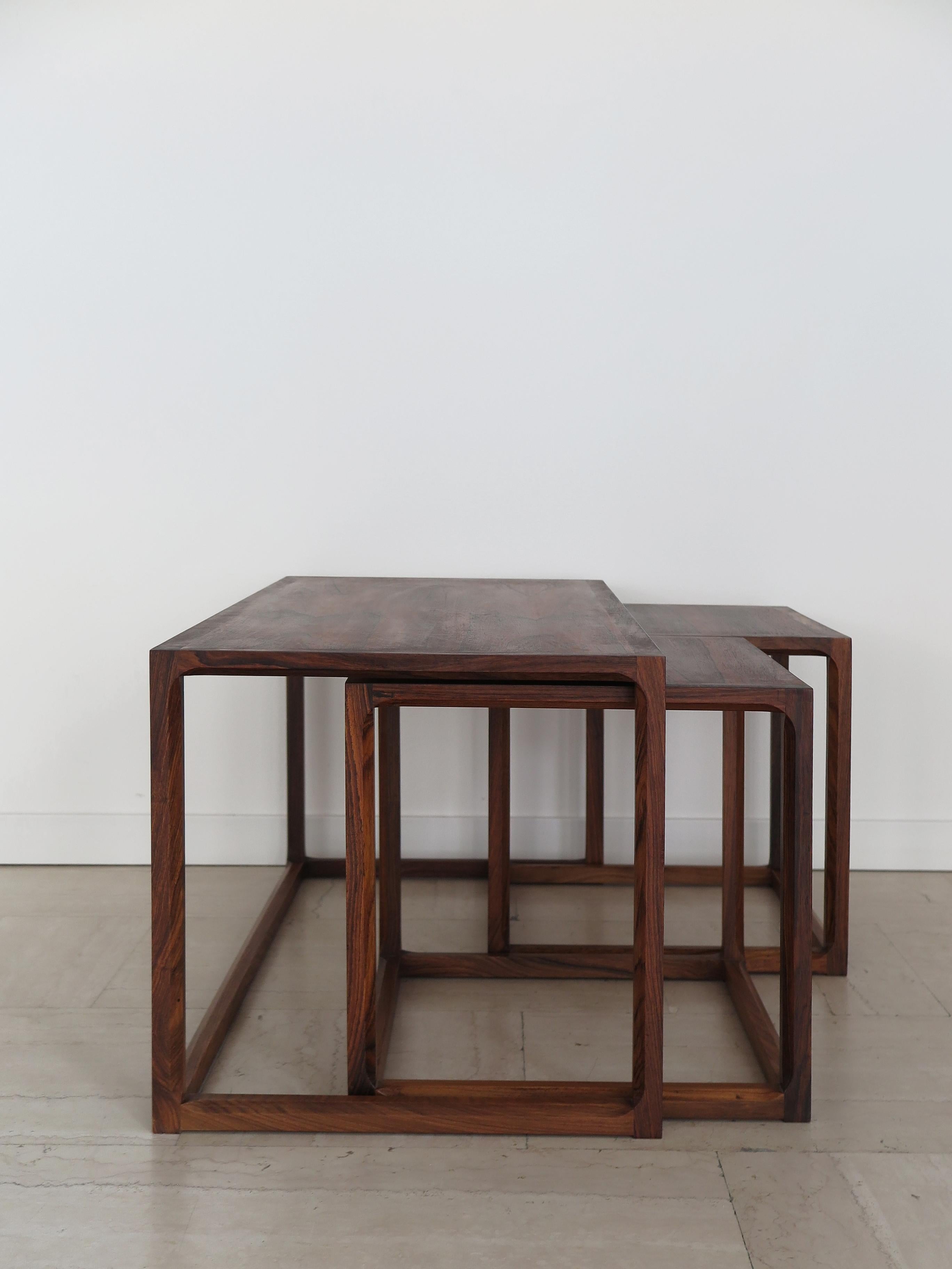 Kai Kristiansen for Aksel Kiersgaard Scandinavian Dark Wood Nesting Tables 1960s For Sale 2