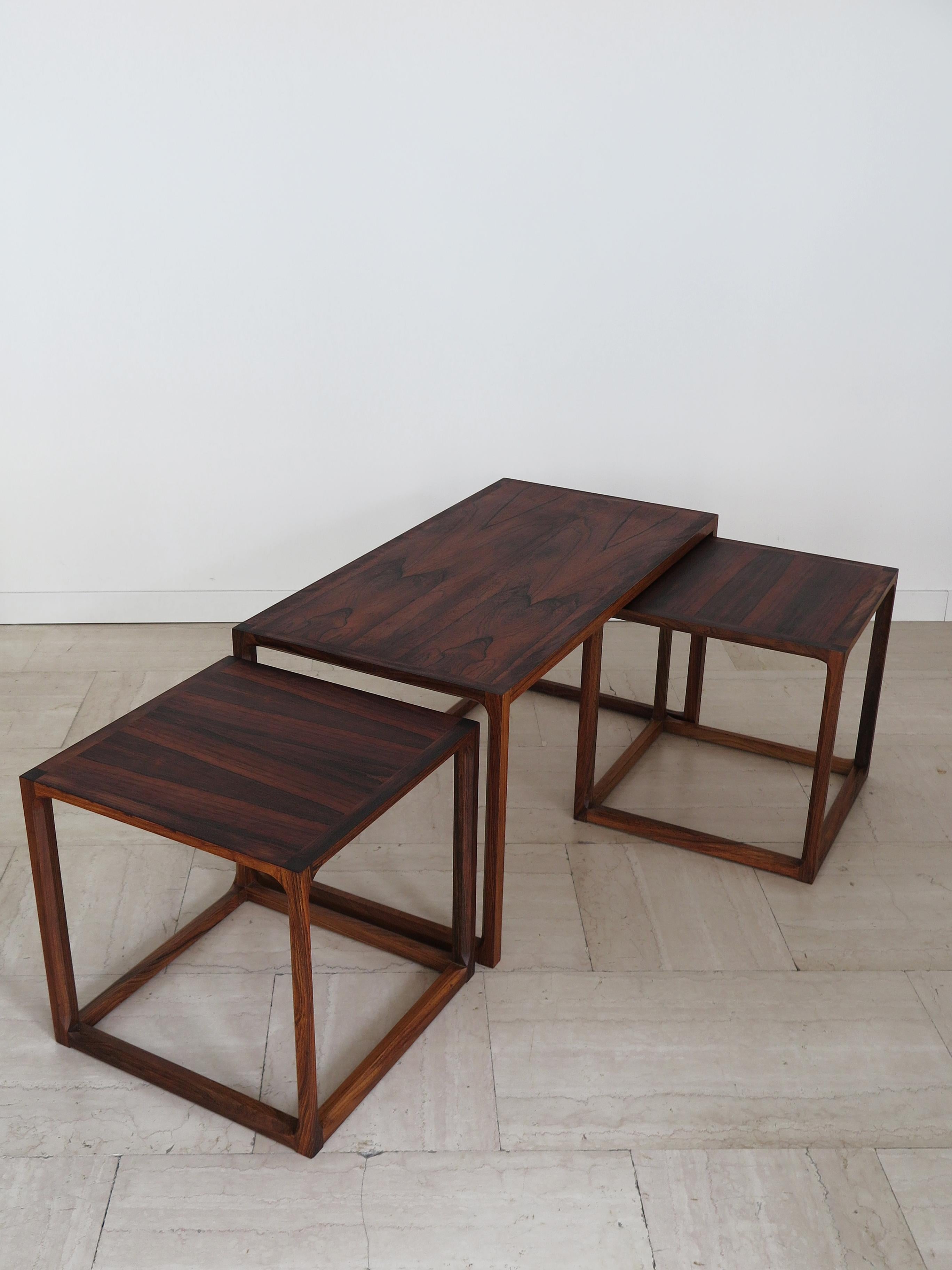 Kai Kristiansen for Aksel Kiersgaard Scandinavian Dark Wood Nesting Tables 1960s For Sale 1
