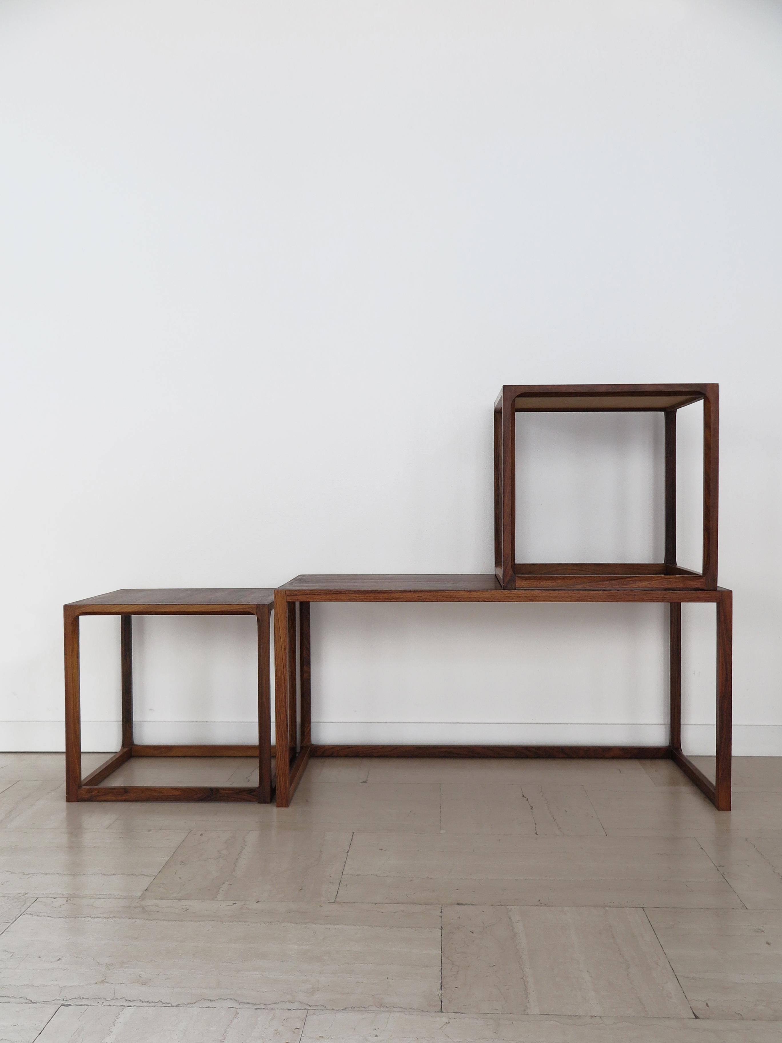 Kai Kristiansen for Aksel Kiersgaard Scandinavian Dark Wood Nesting Tables 1960s For Sale 5