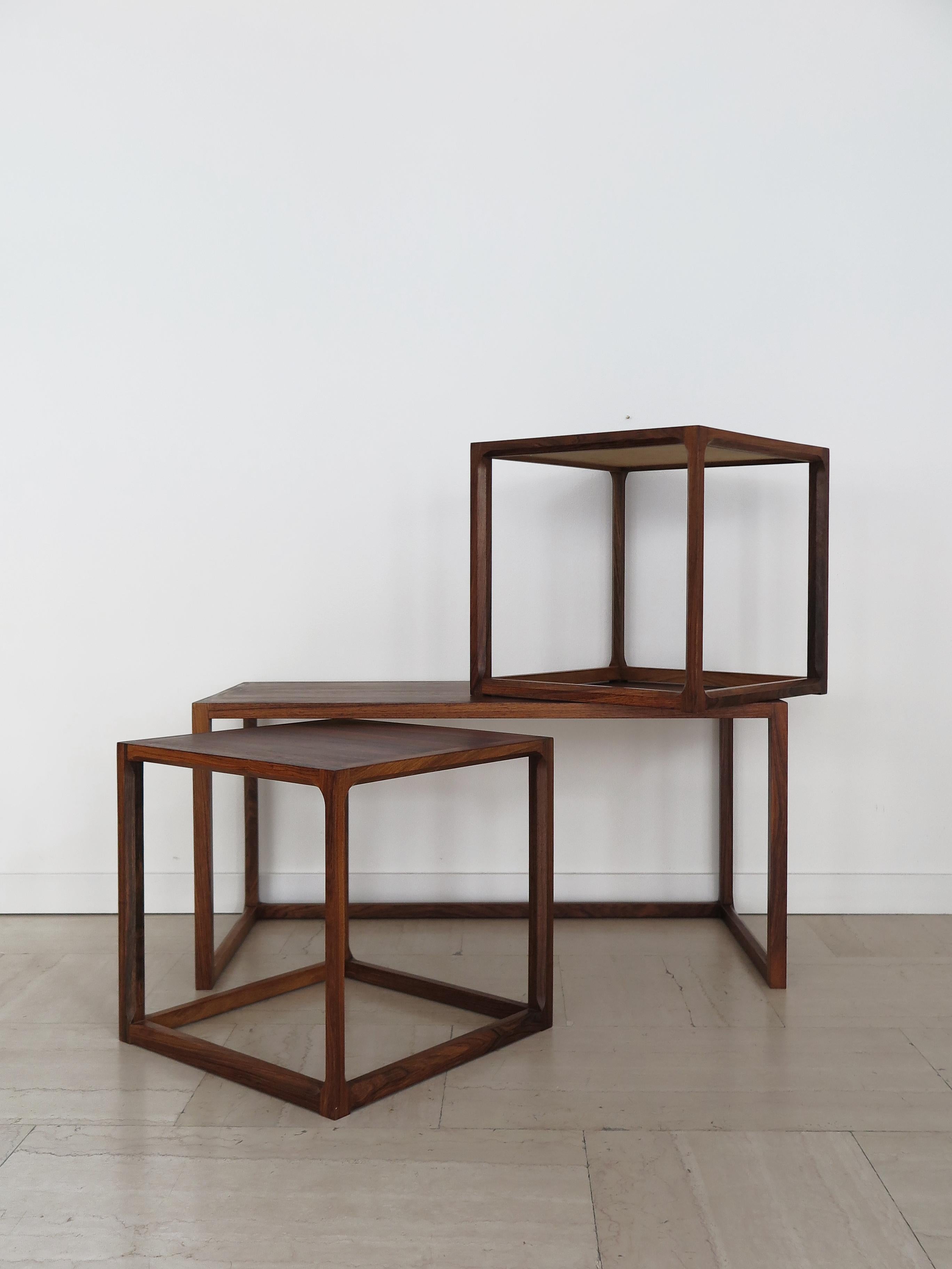 Kai Kristiansen for Aksel Kiersgaard Scandinavian Dark Wood Nesting Tables 1960s For Sale 4