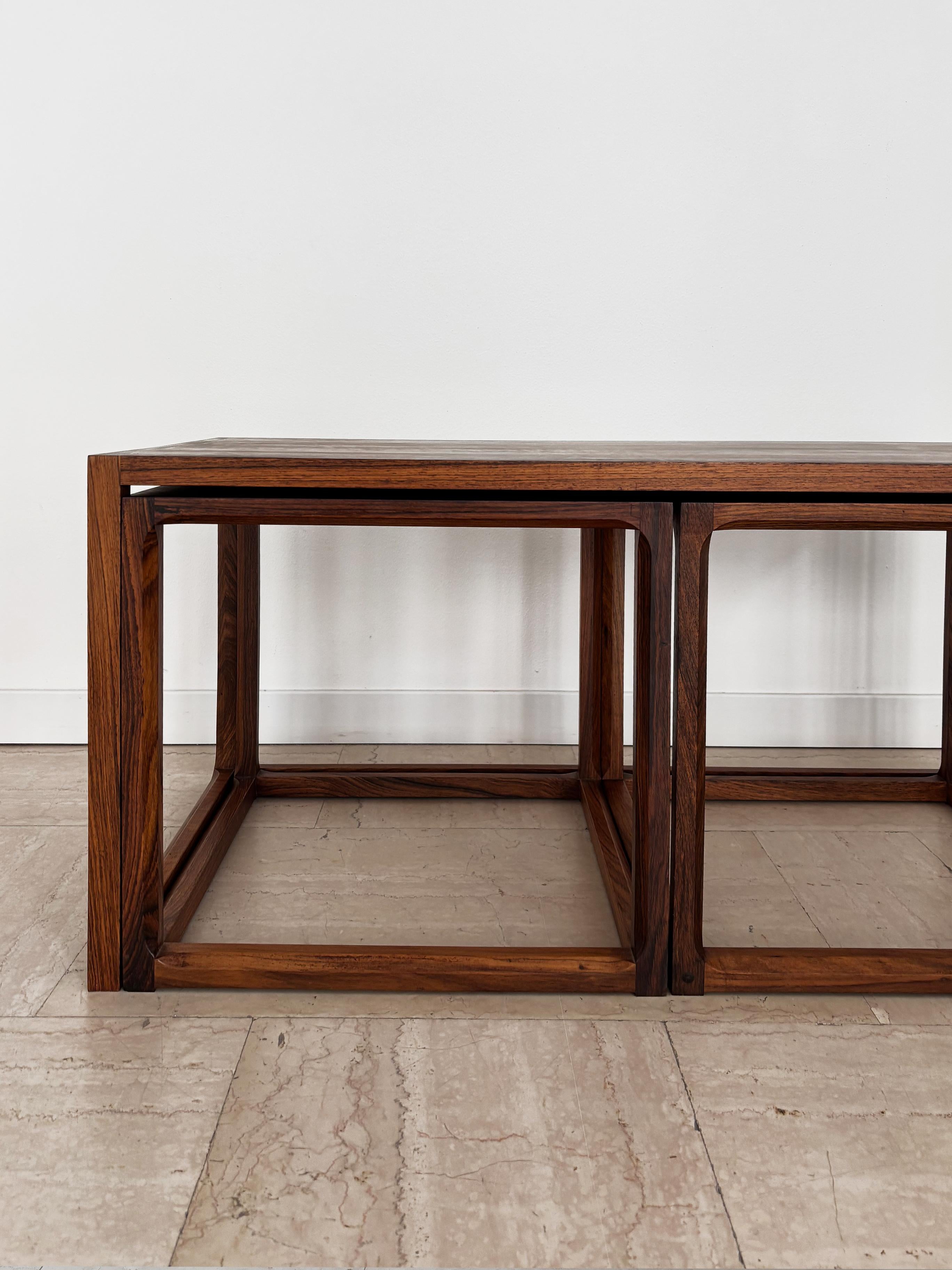 Kai Kristiansen for Aksel Kiersgaard Scandinavian Dark Wood Nesting Tables 1960s For Sale 6
