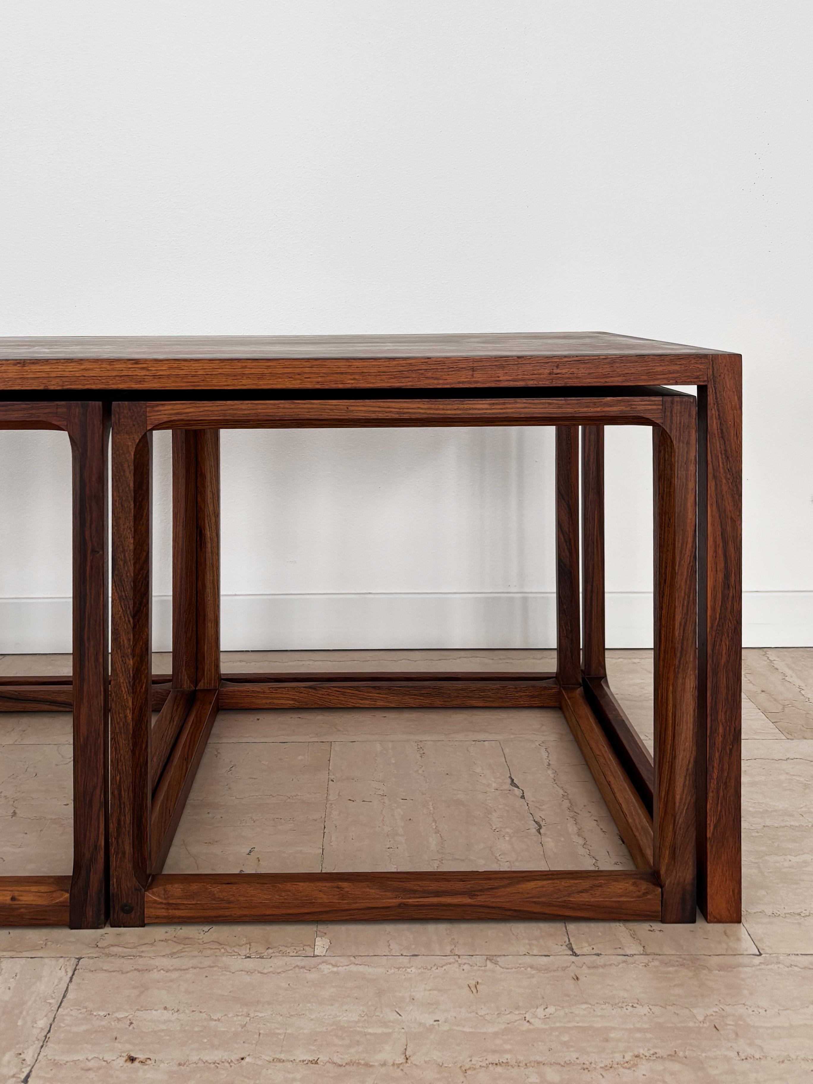 Kai Kristiansen for Aksel Kiersgaard Scandinavian Dark Wood Nesting Tables 1960s For Sale 7