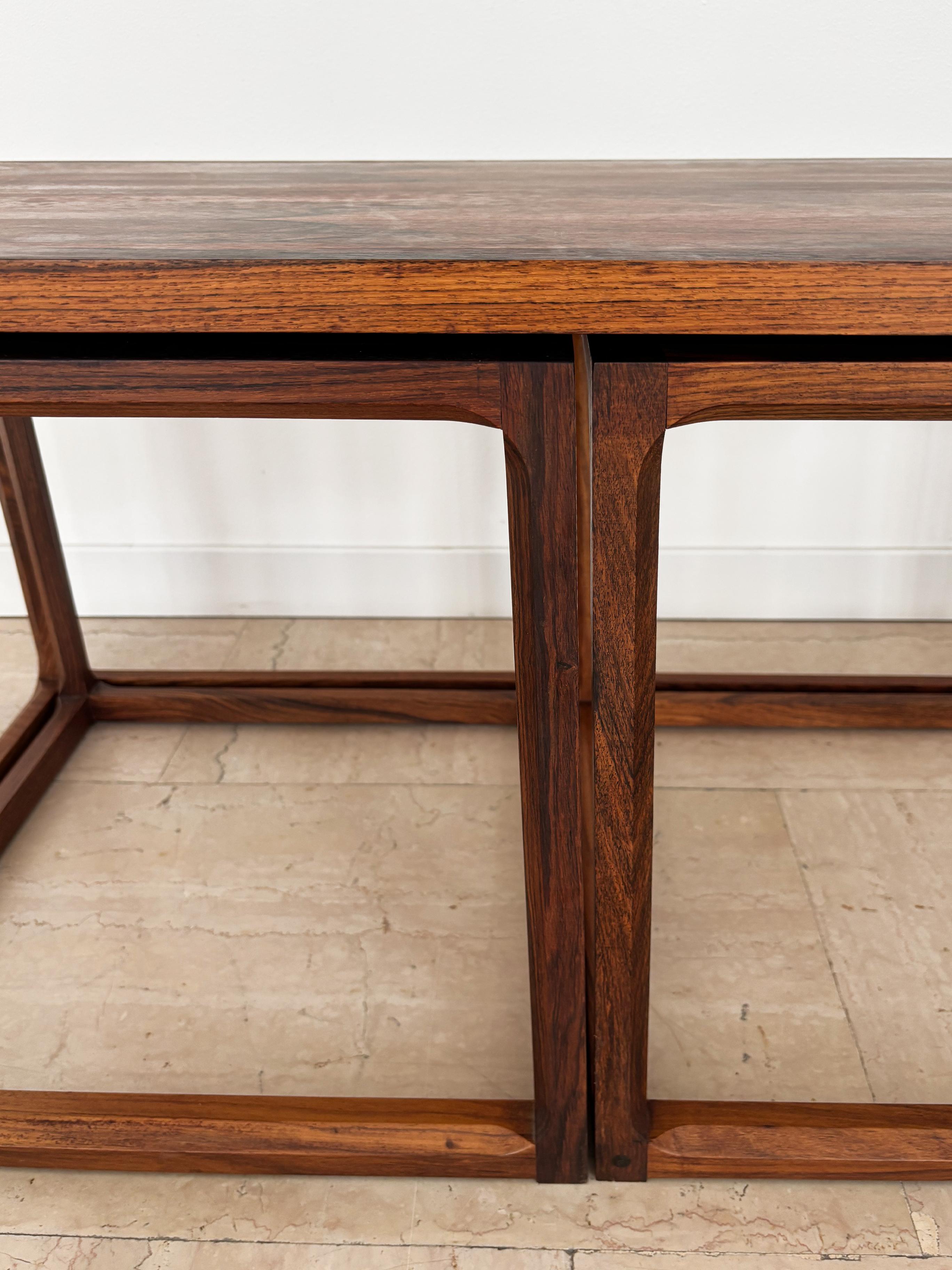 Kai Kristiansen for Aksel Kiersgaard Scandinavian Dark Wood Nesting Tables 1960s For Sale 11