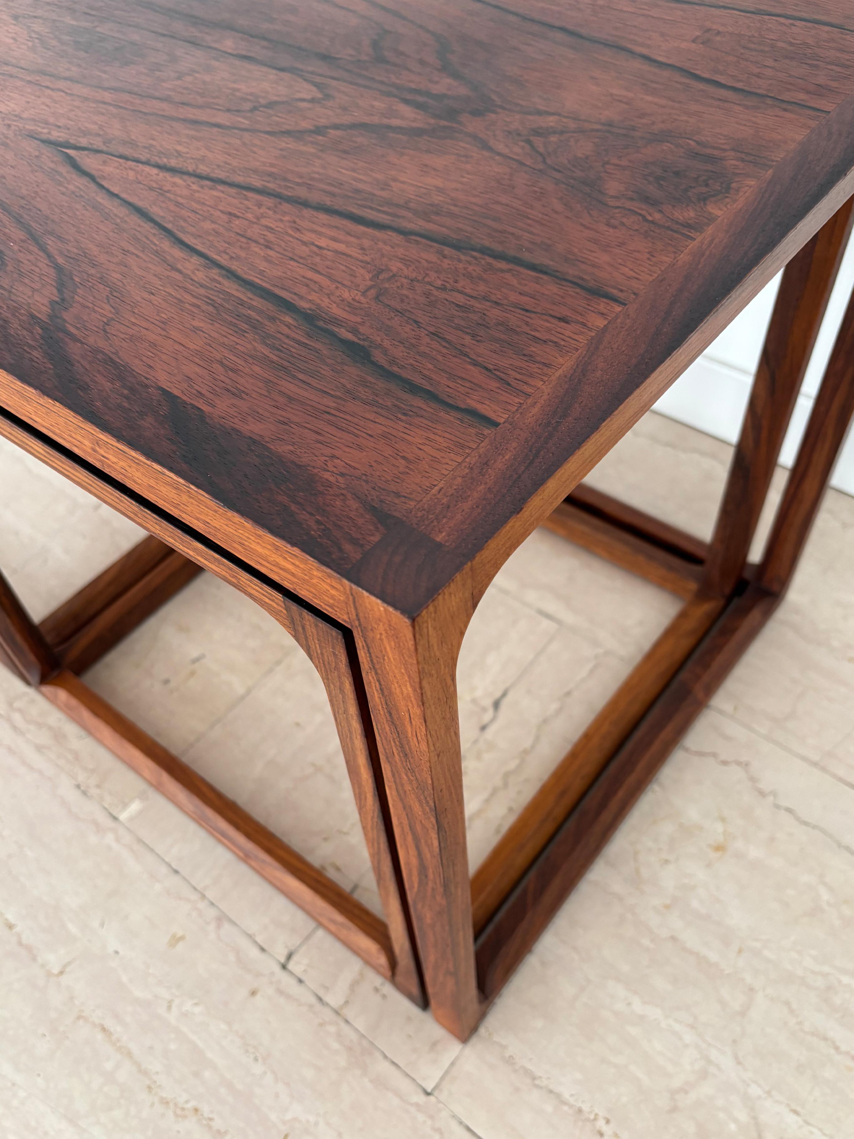 Kai Kristiansen for Aksel Kiersgaard Scandinavian Dark Wood Nesting Tables 1960s For Sale 13
