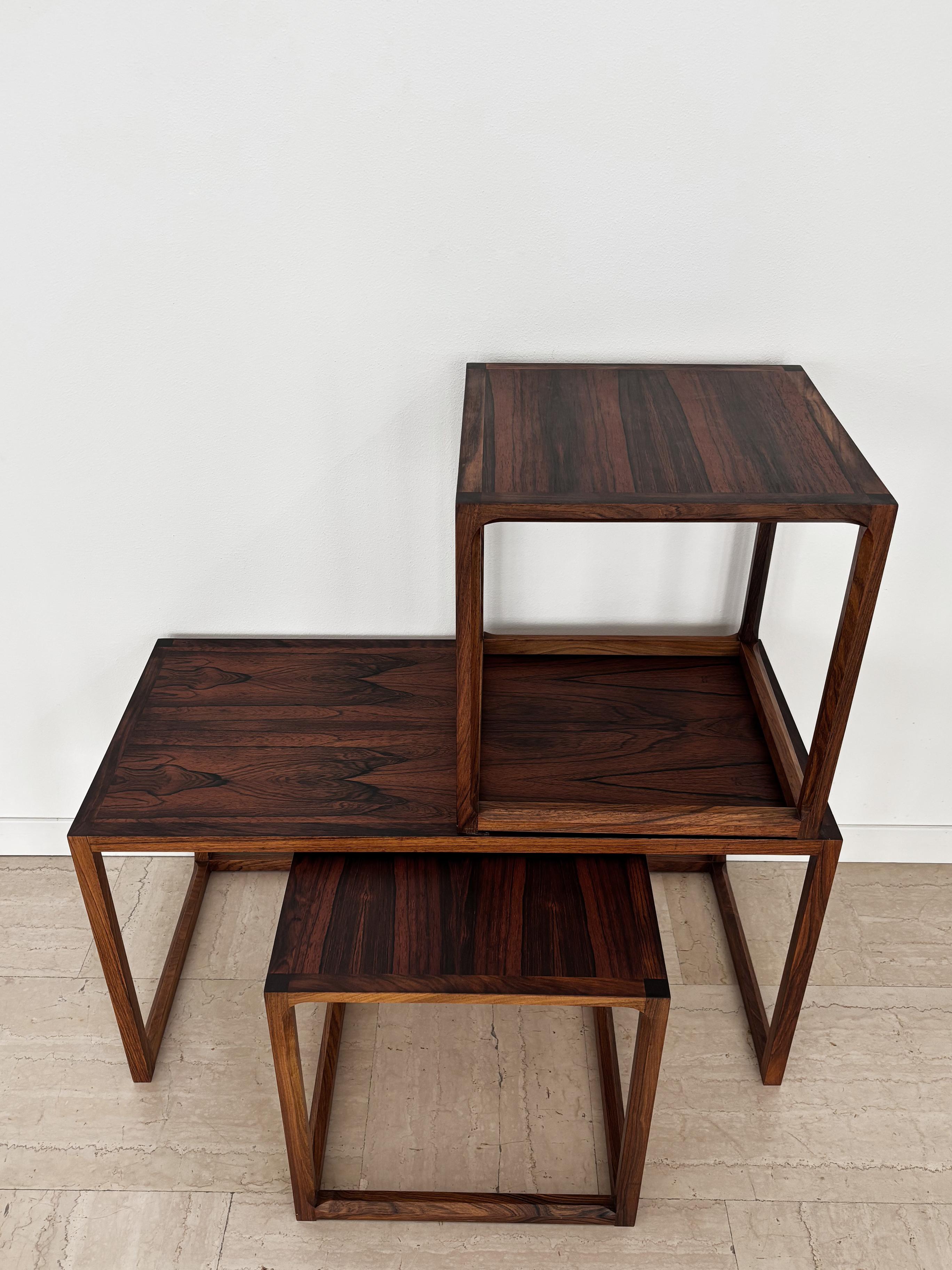 Kai Kristiansen for Aksel Kiersgaard Scandinavian Dark Wood Nesting Tables 1960s For Sale 10
