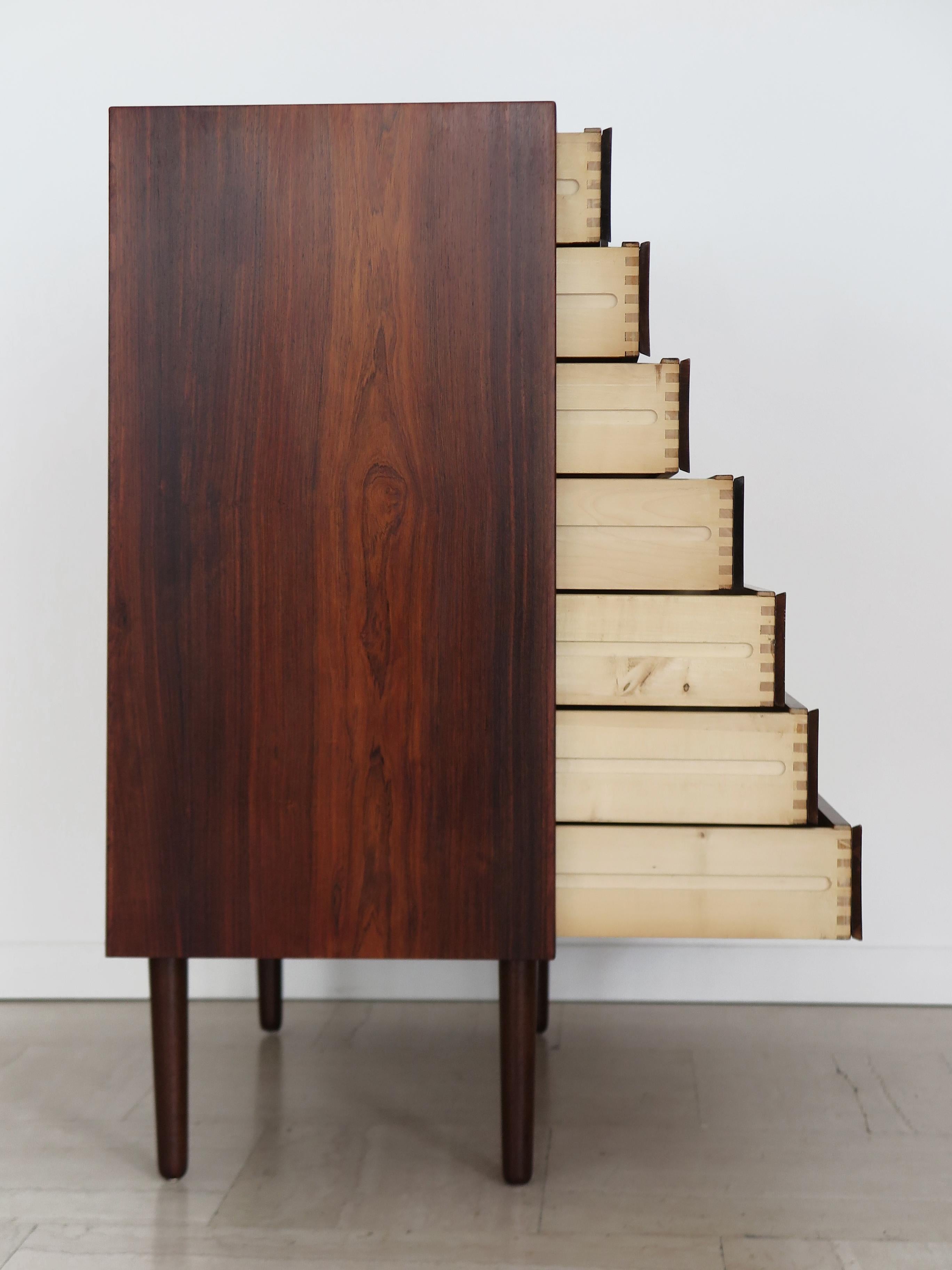 Arne Vodder Scandinavian Midcentury Dark Wood Chest of Drawers, Denmark 1960s For Sale 1