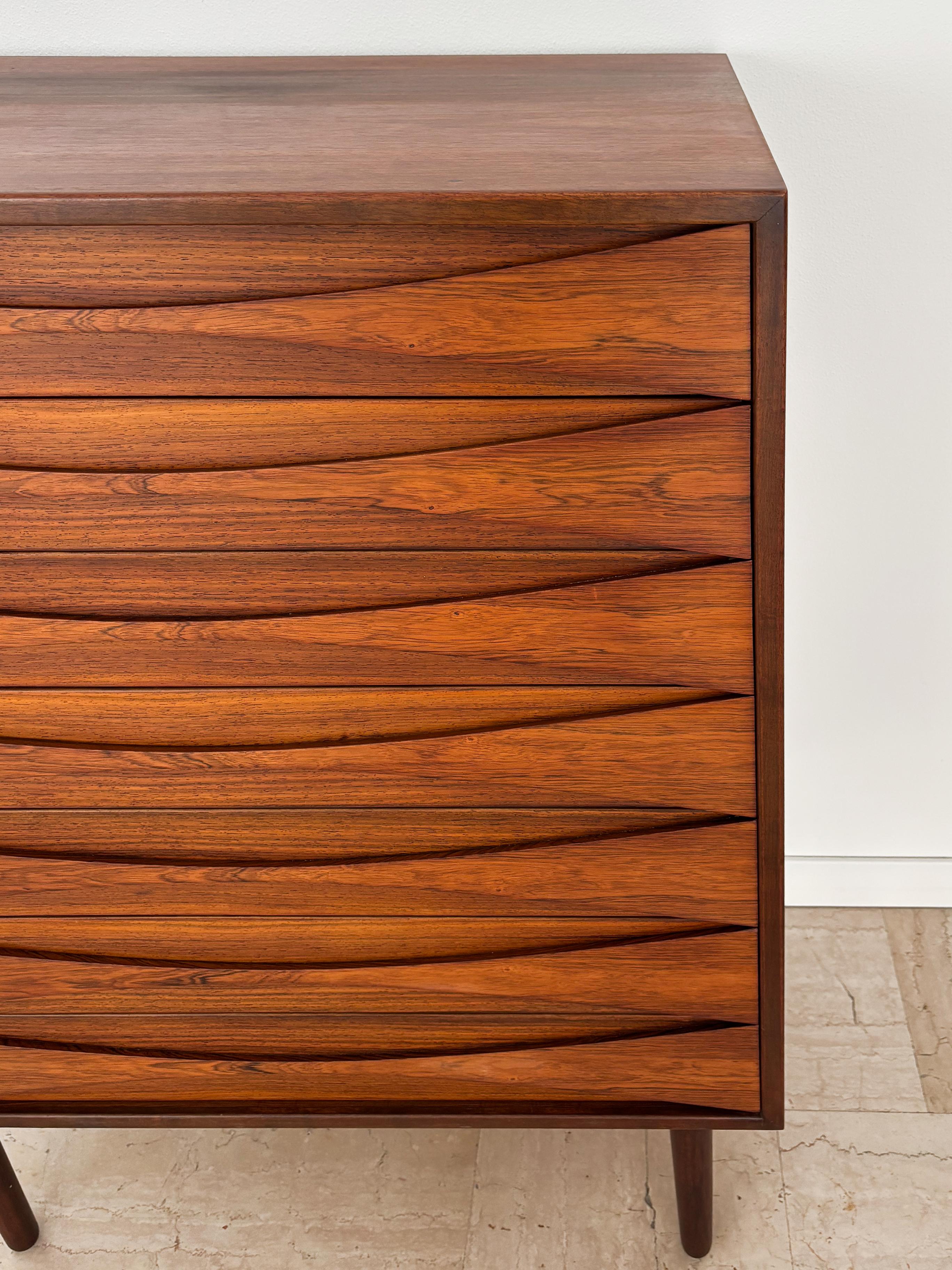 Italian Arne Vodder Scandinavian Midcentury Dark Wood Chest of Drawers, Denmark 1960s For Sale