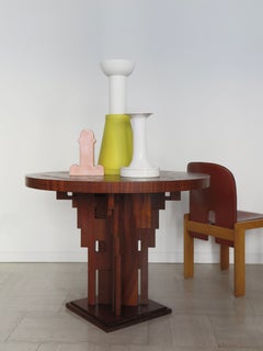 Gueridon Table in Dark Wood Briar Root with Sculptural Leg, Italy 1930