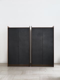 Afra & Tobia Scarpa Maxalto Artona Serie Leather Wood Wardrobes Cupboards, 1970s