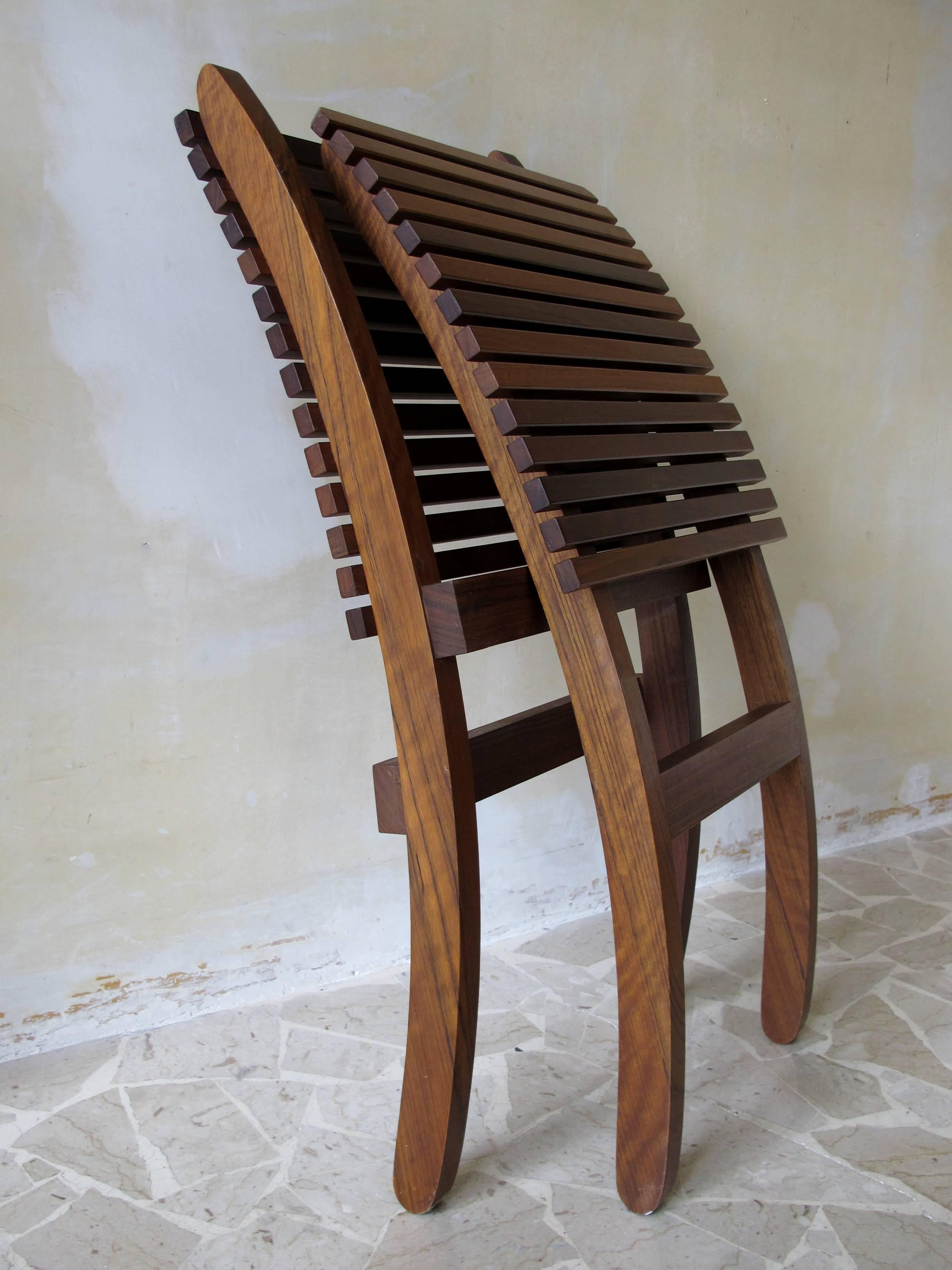 1960s Paolo Tilche Midcentury Solid Wood Removable Italian Chair 2