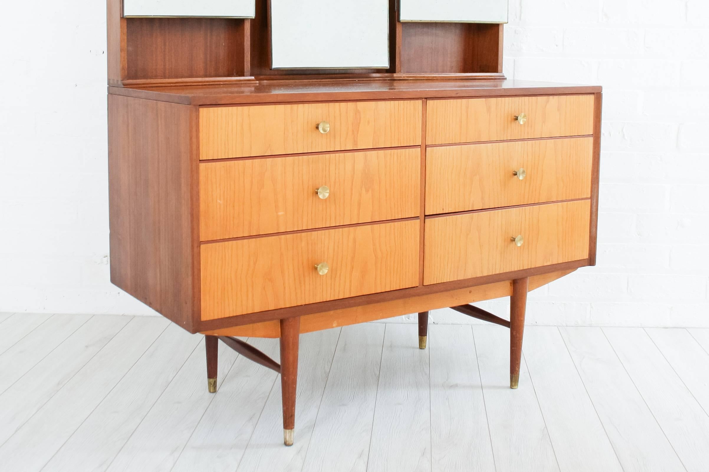 British Midcentury Dressing Table with Light