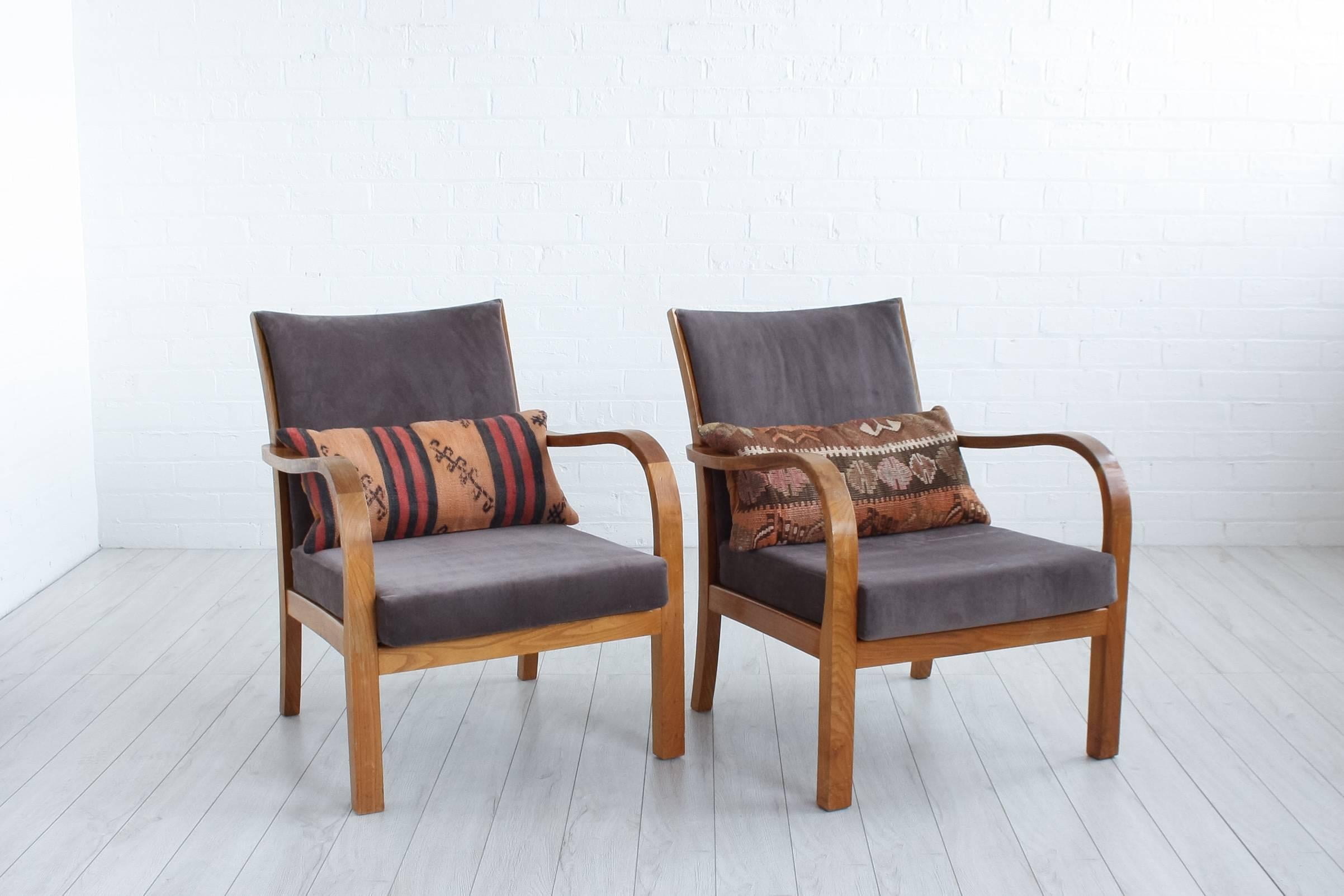 Danish Midcentury Velvet Lounge Chairs For Sale
