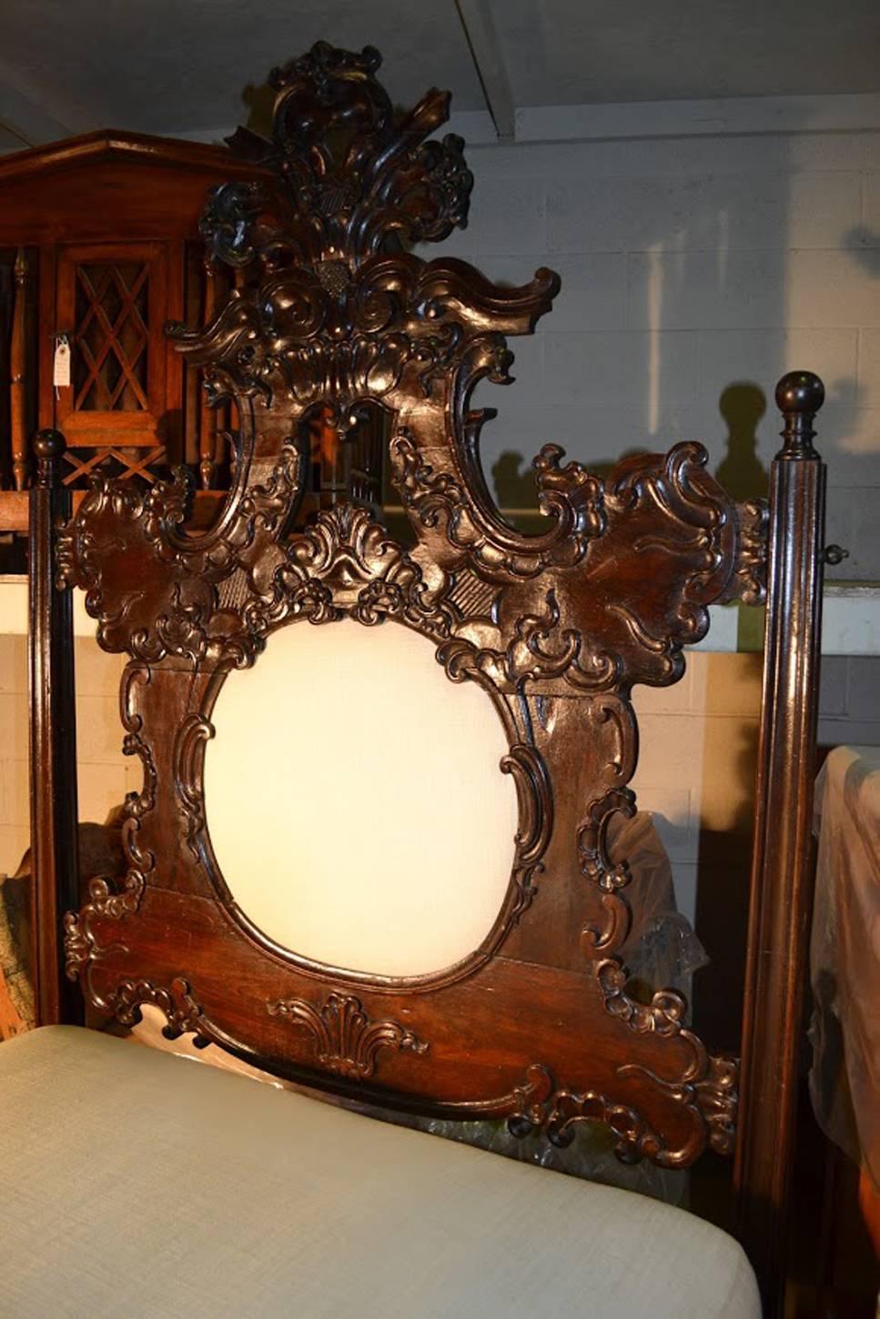 Baroque Carved 19th Century Portuguese Bed For Sale