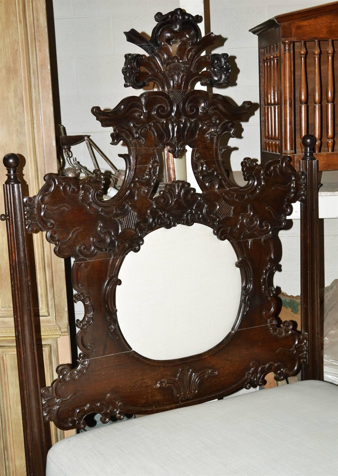 Carved 19th Century Portuguese Bed In Good Condition For Sale In Chicago, IL