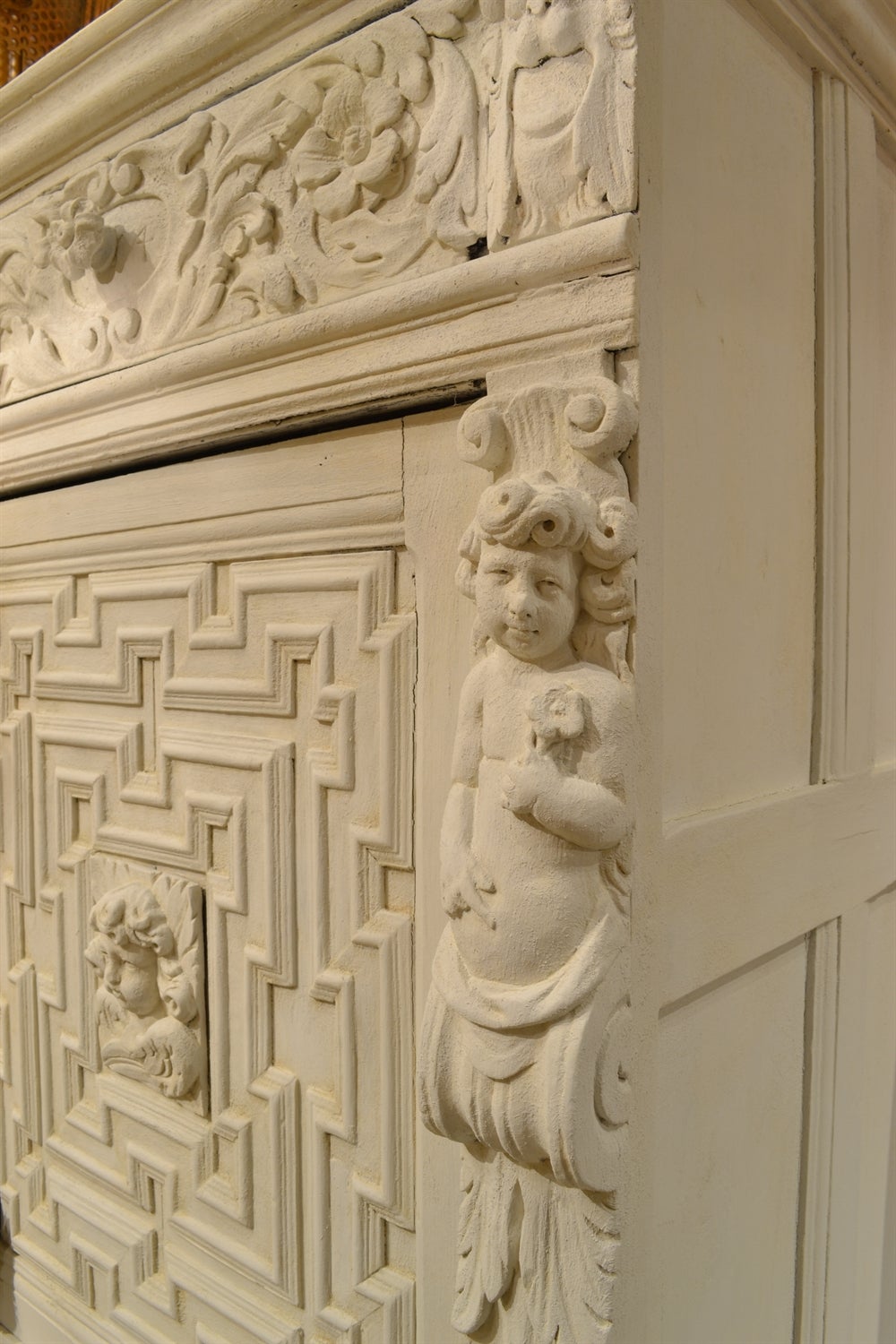 Renaissance Revival Cement Encrusted Renaissance Style Cabinet For Sale