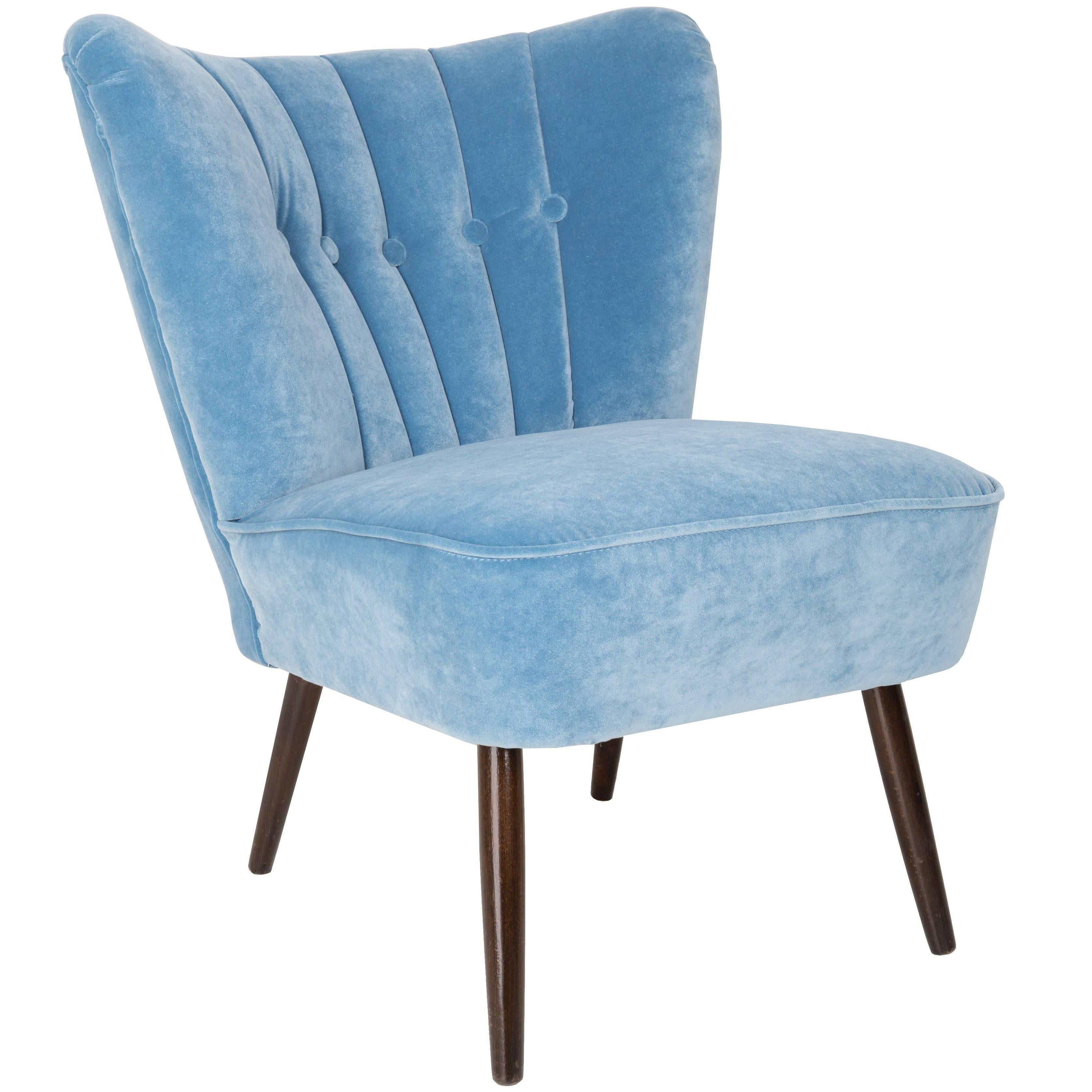 Midcentury Baby Blue Velvet Armchair, Germany, 1960s